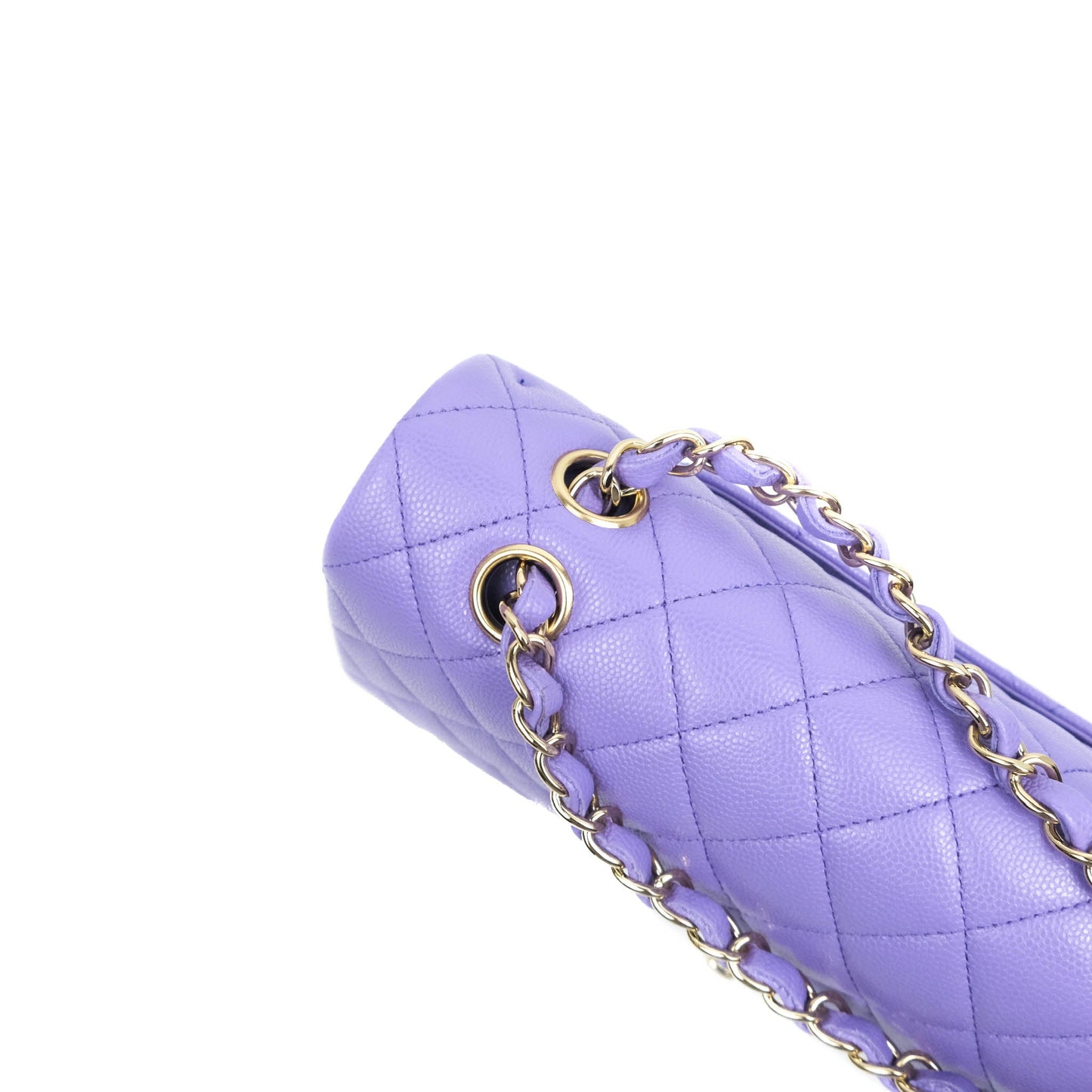 Chanel Classic M/L Medium Double Flap Purple Caviar Gold Hardware 20S