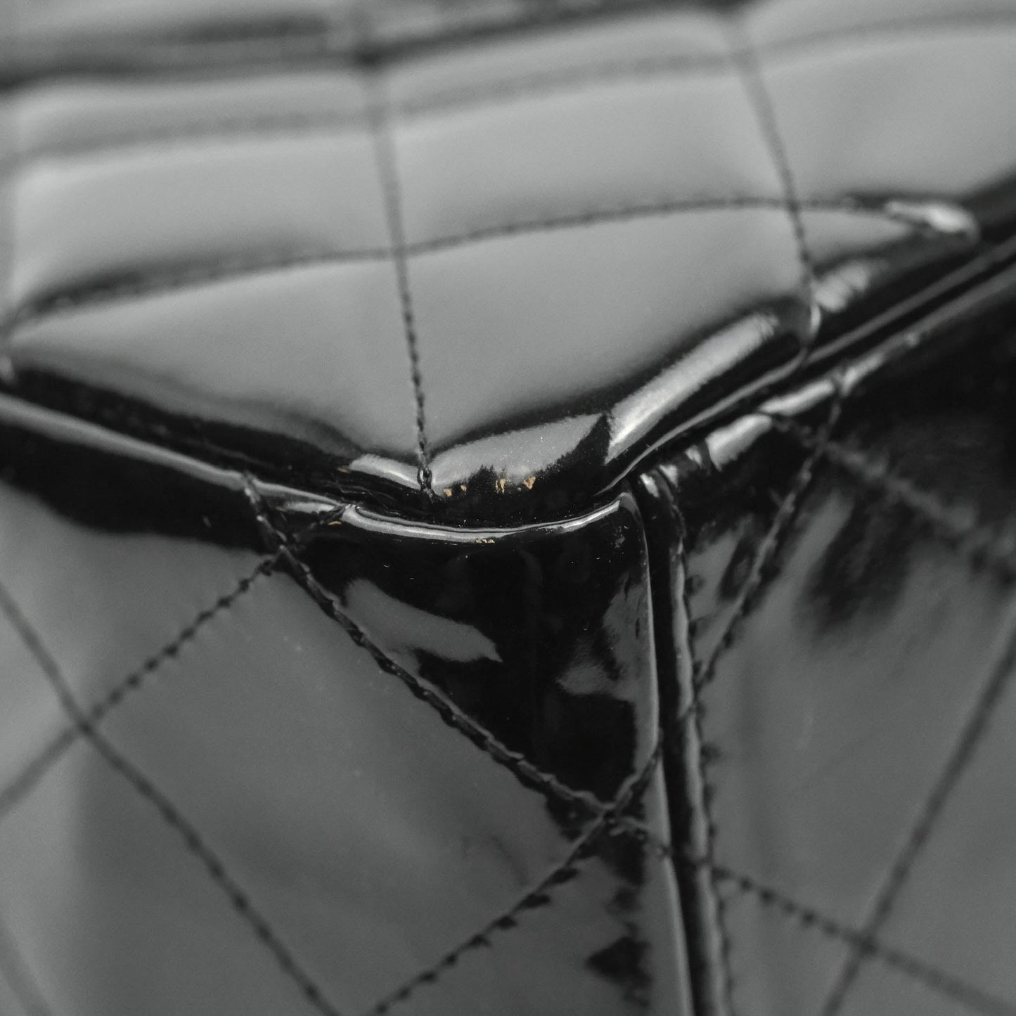 Chanel Quilted Maxi Single Flap Black Patent Silver Hardware