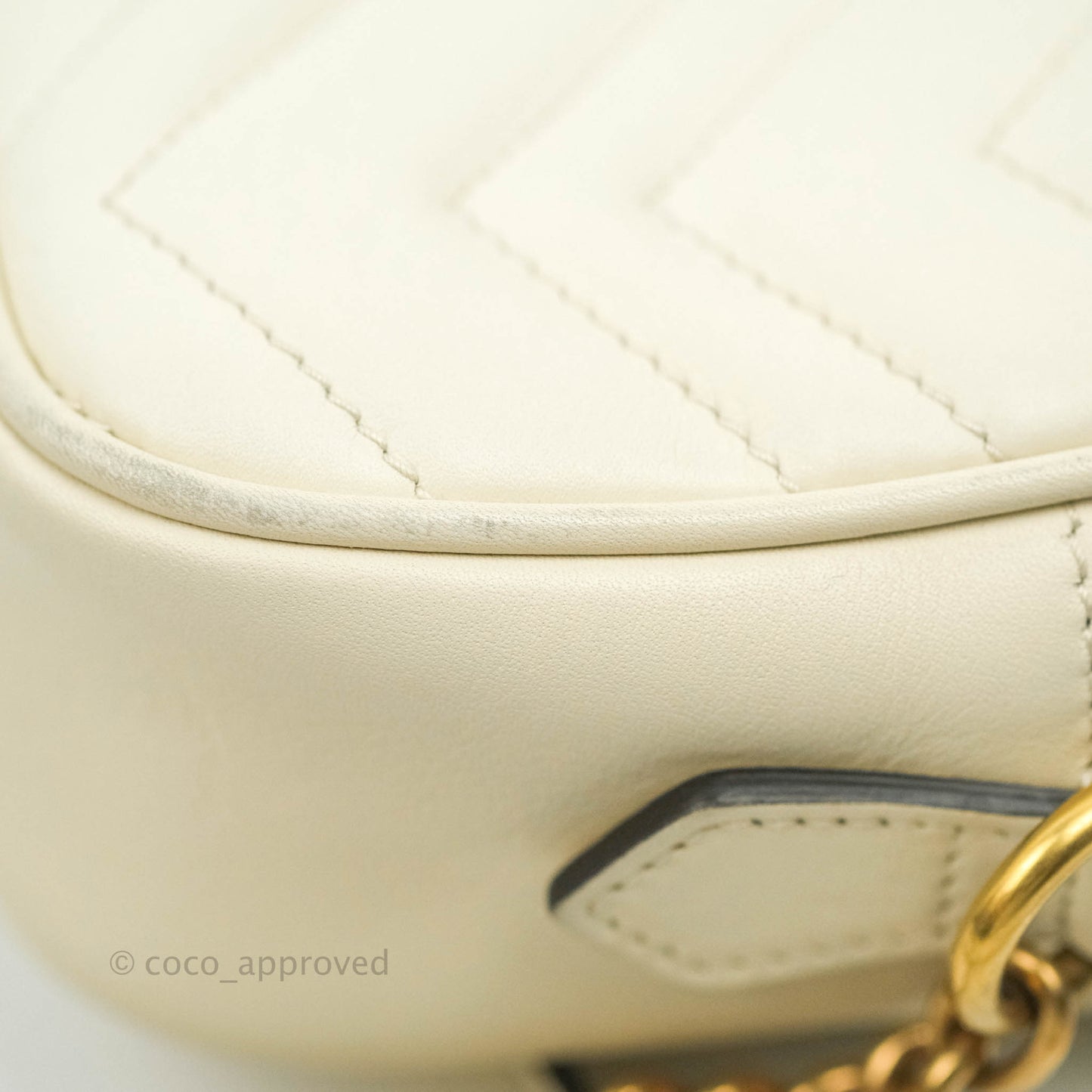 Gucci Mini Matelasse GG Marmont Camera Bag White Calfskin Gold Hardware