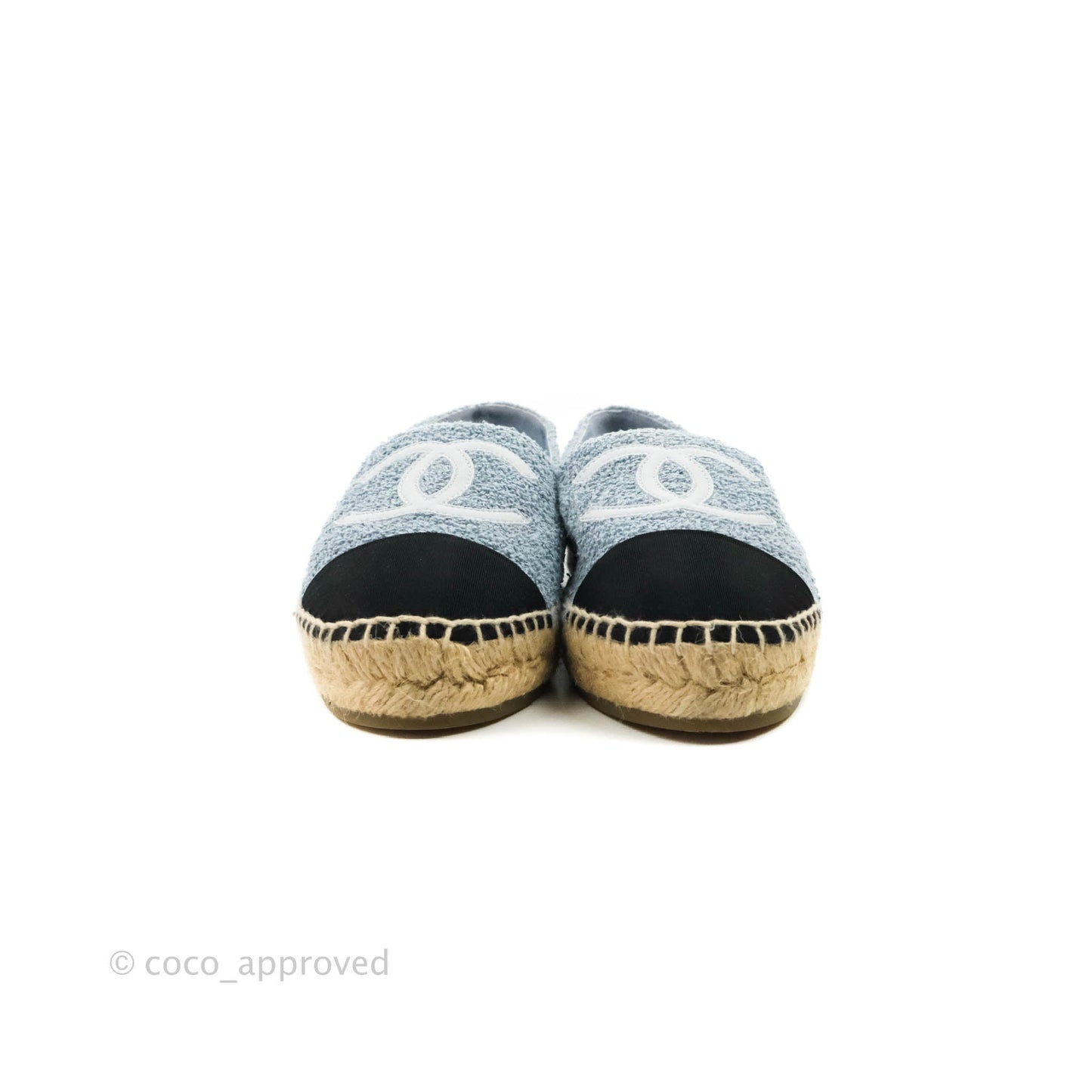 Chanel Espadrille Black Blue Tweed Size 38
