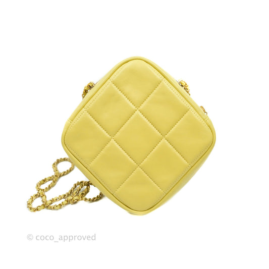 Chanel Quilted Diamond Cut Small Lambskin Yellow Gold Hardware Flap Bag