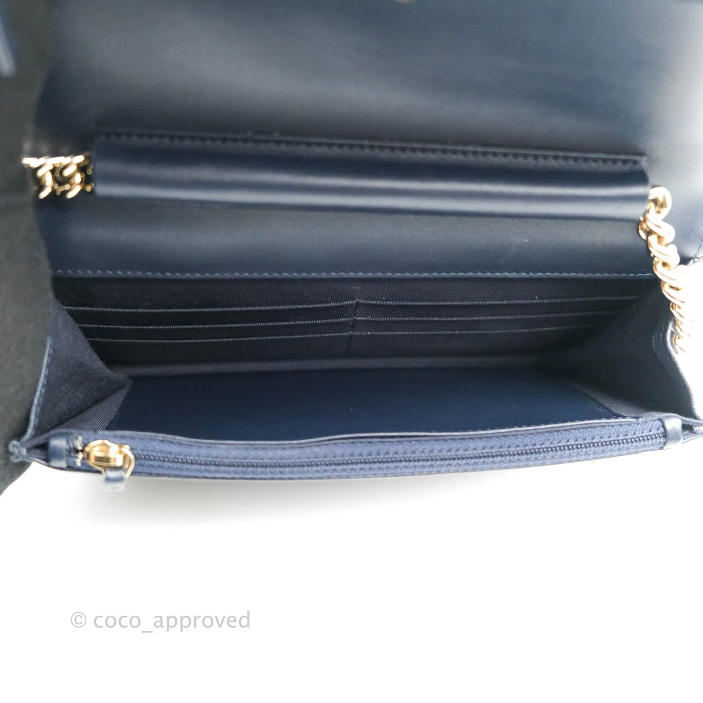 Chanel Quilted Boy Wallet on Chain WOC Navy Caviar Gold Hardware