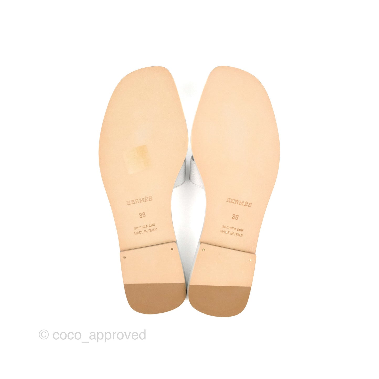 Hermès Oran Sandals Bleu Glacier Epsom Size 36