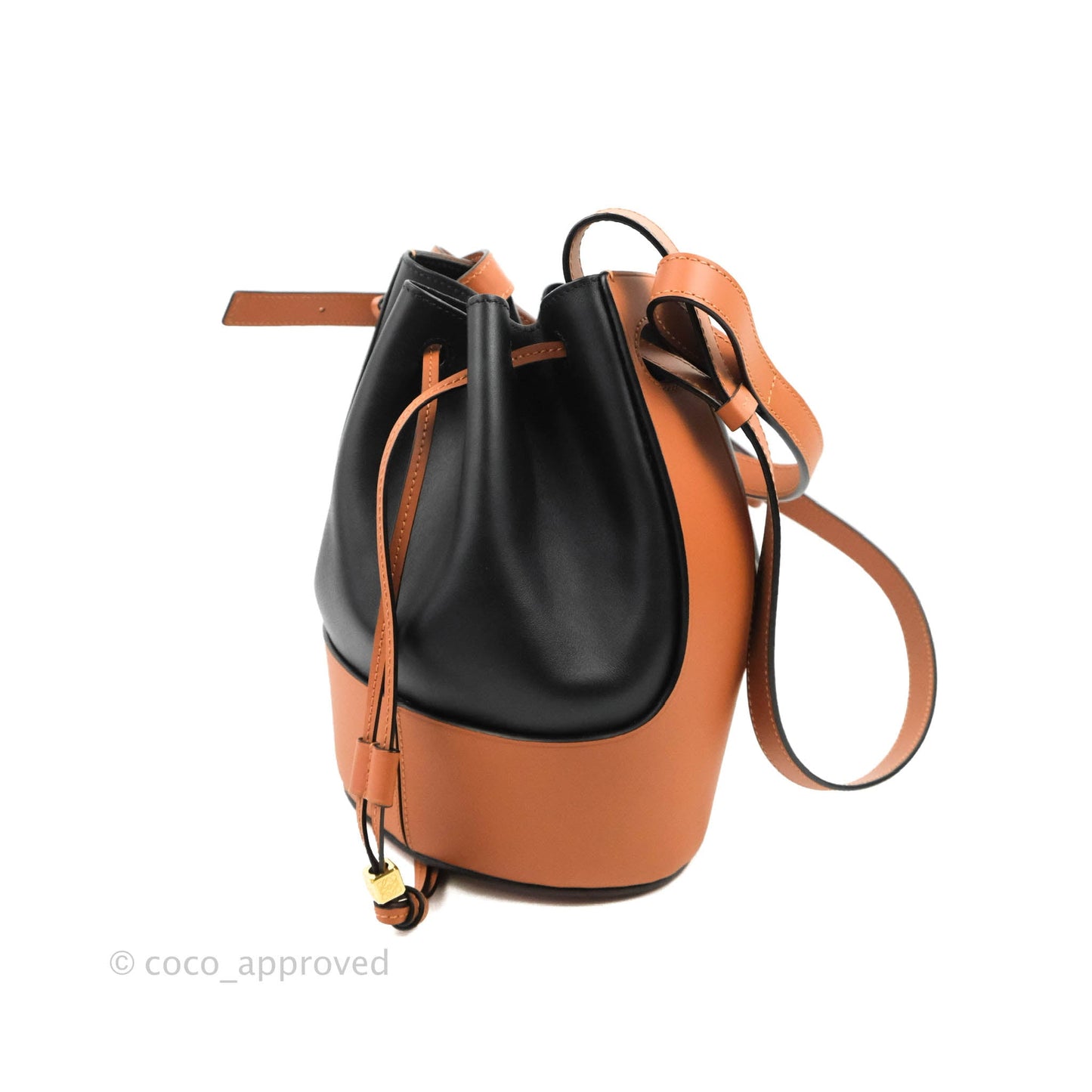 Loewe Small Balloon Bucket Bag Black Tan Calfskin