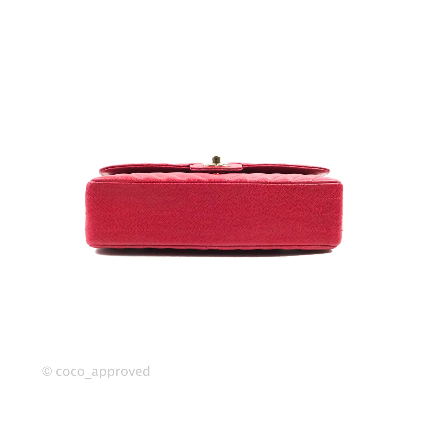 Chanel Classic M/L Medium Chevron Double Flap Cherry Red Caviar Gold Hardware