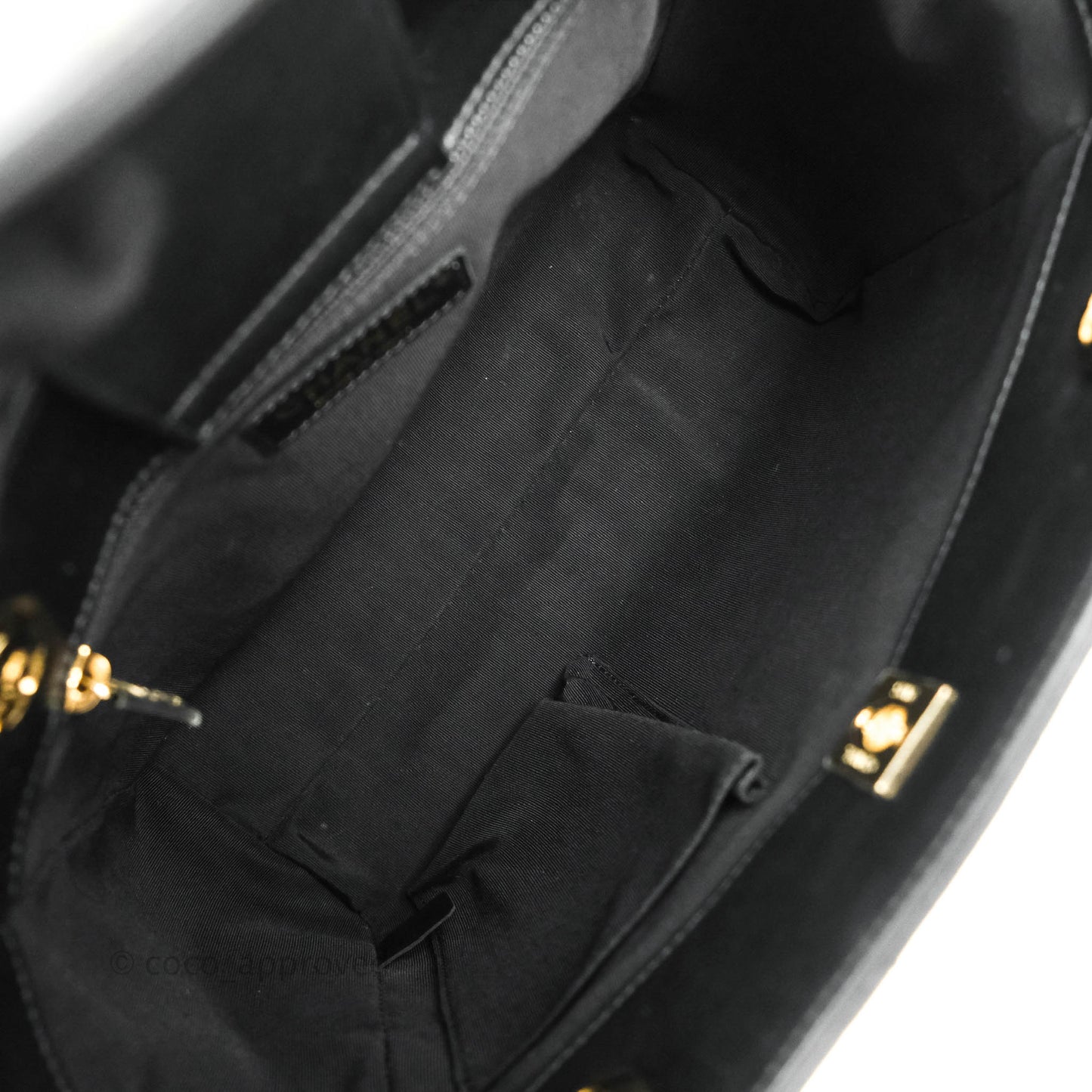 Chanel Small Chevron Tote Bag Black Calfskin Gold Hardware