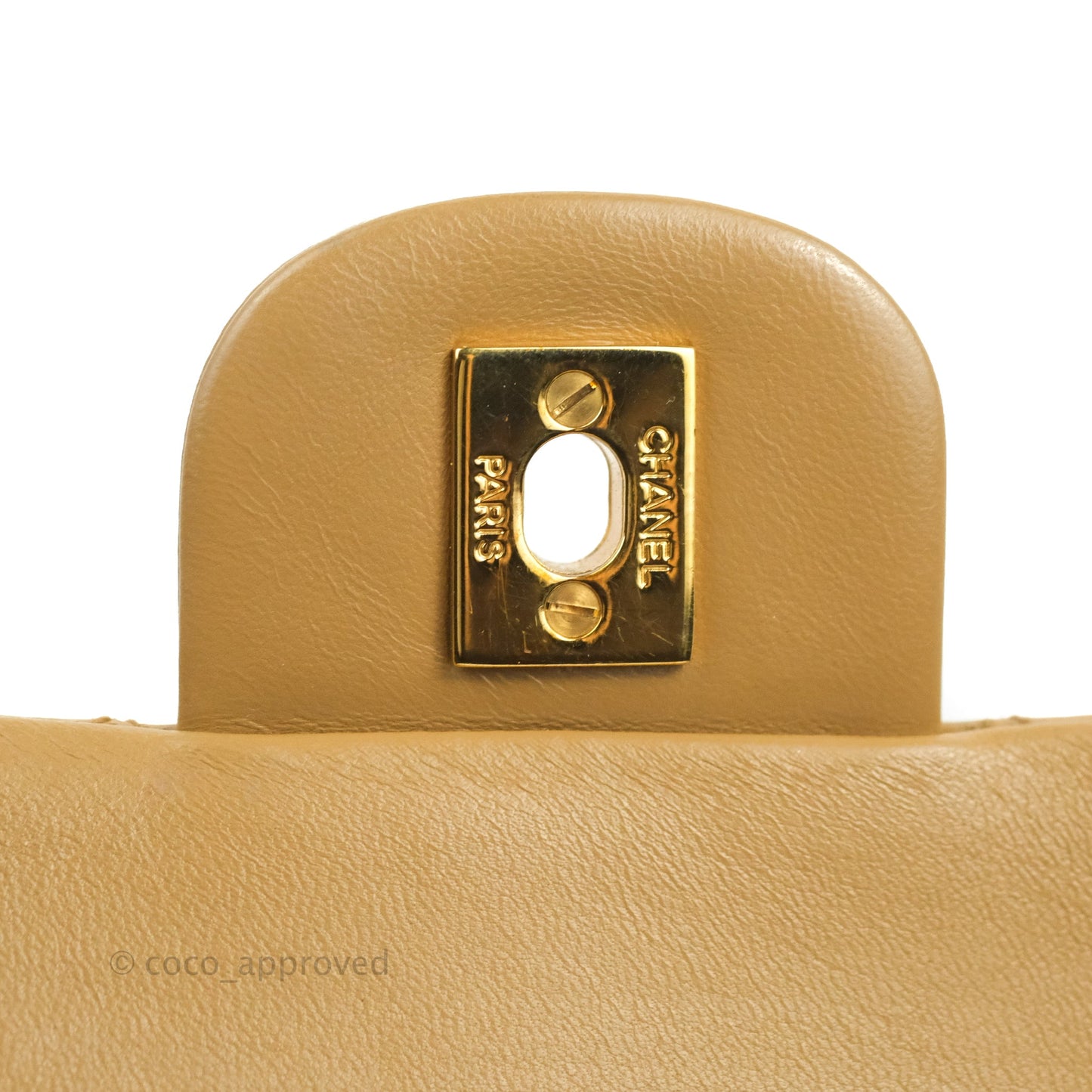 Chanel Vintage Classic M/L Medium Double Flap Bag Dark Beige Lambskin 24K Gold Hardware