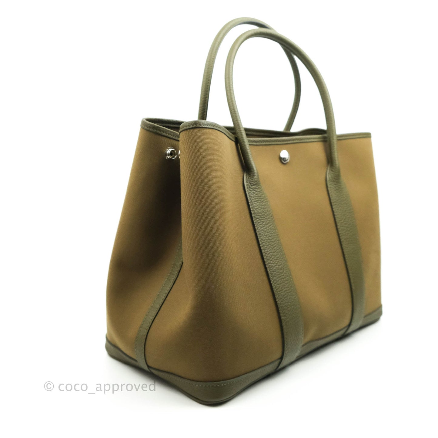 Hermès Garden Party 36 Vert Olive Canvas With Twilly & Charm