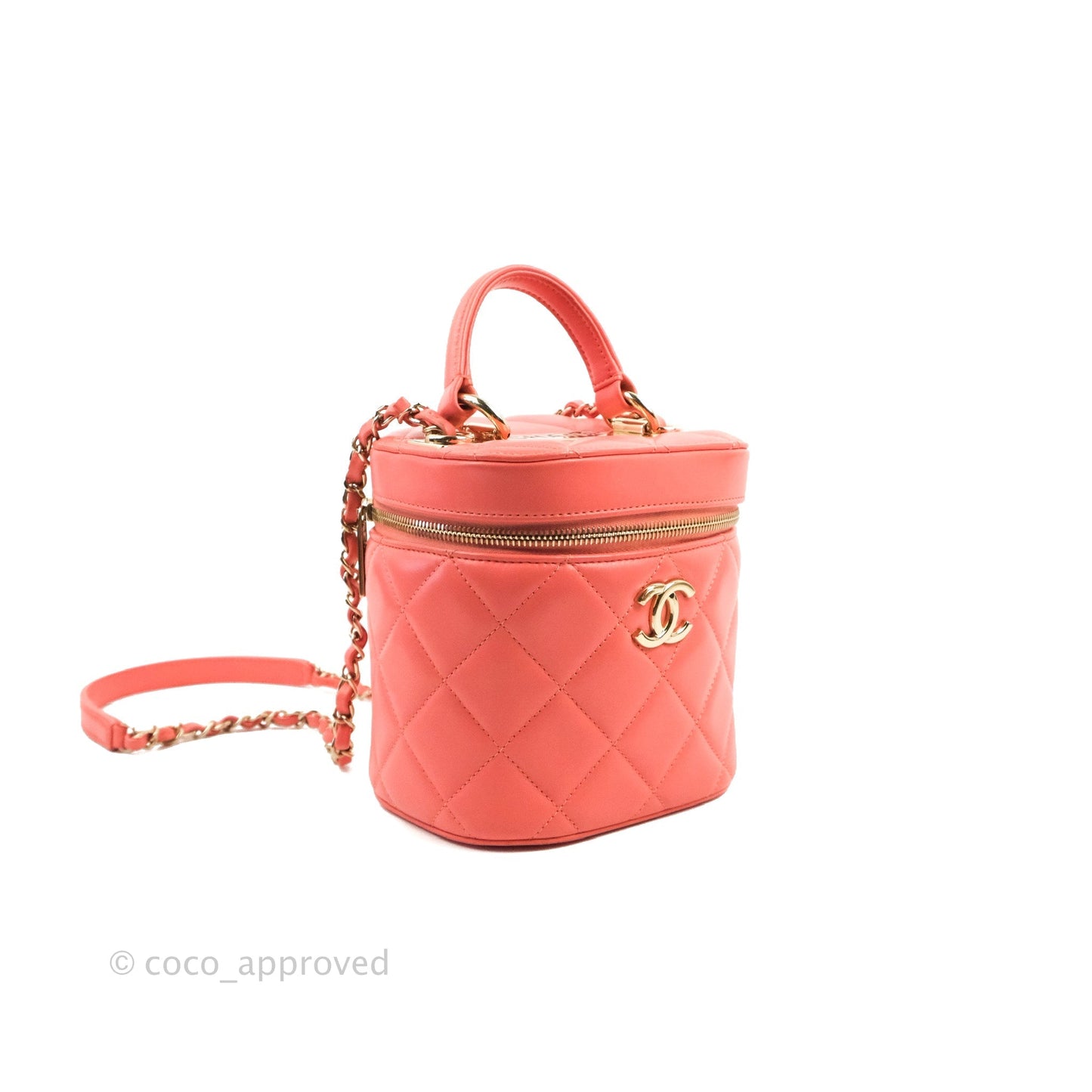 Chanel Trendy CC Vanity Case Coral Pink Lambskin Gold Hardware