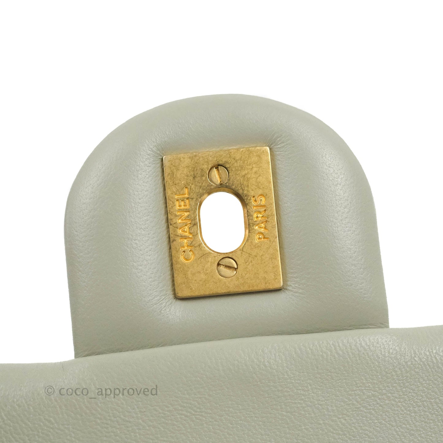 Chanel Mini Rectangular Pearl Crush Quilted Grey Lambskin Aged Gold Hardware 22C