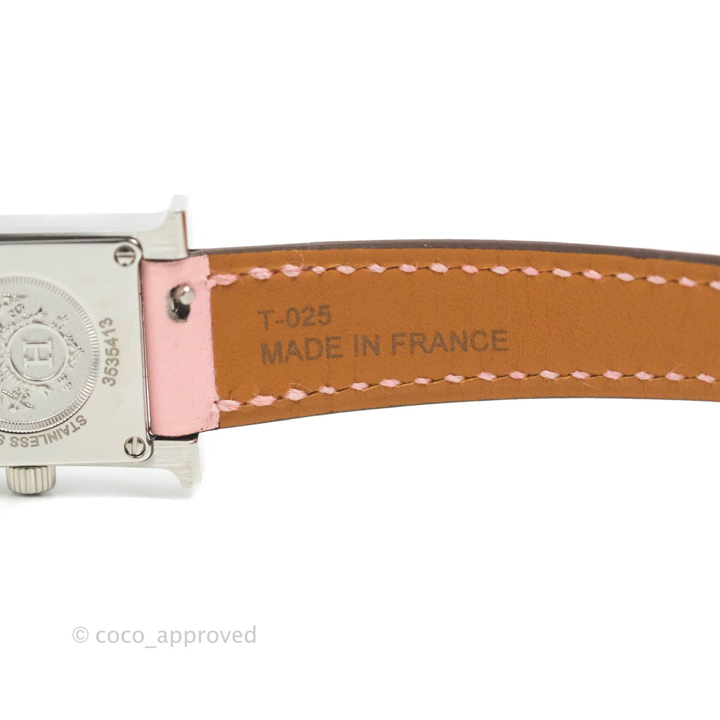 Hermes Heure H Watch Rose Sakura Swift Calfskin Silver Hardware