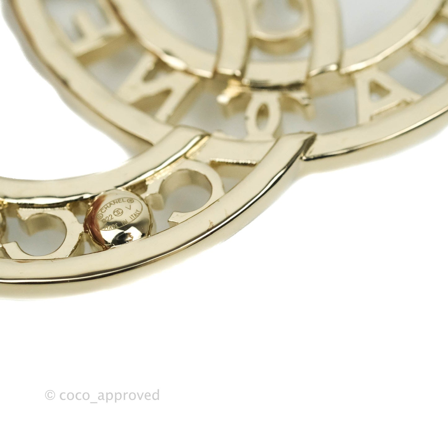 Chanel CC Pearl Crystal Brooch Gold Tone 20B