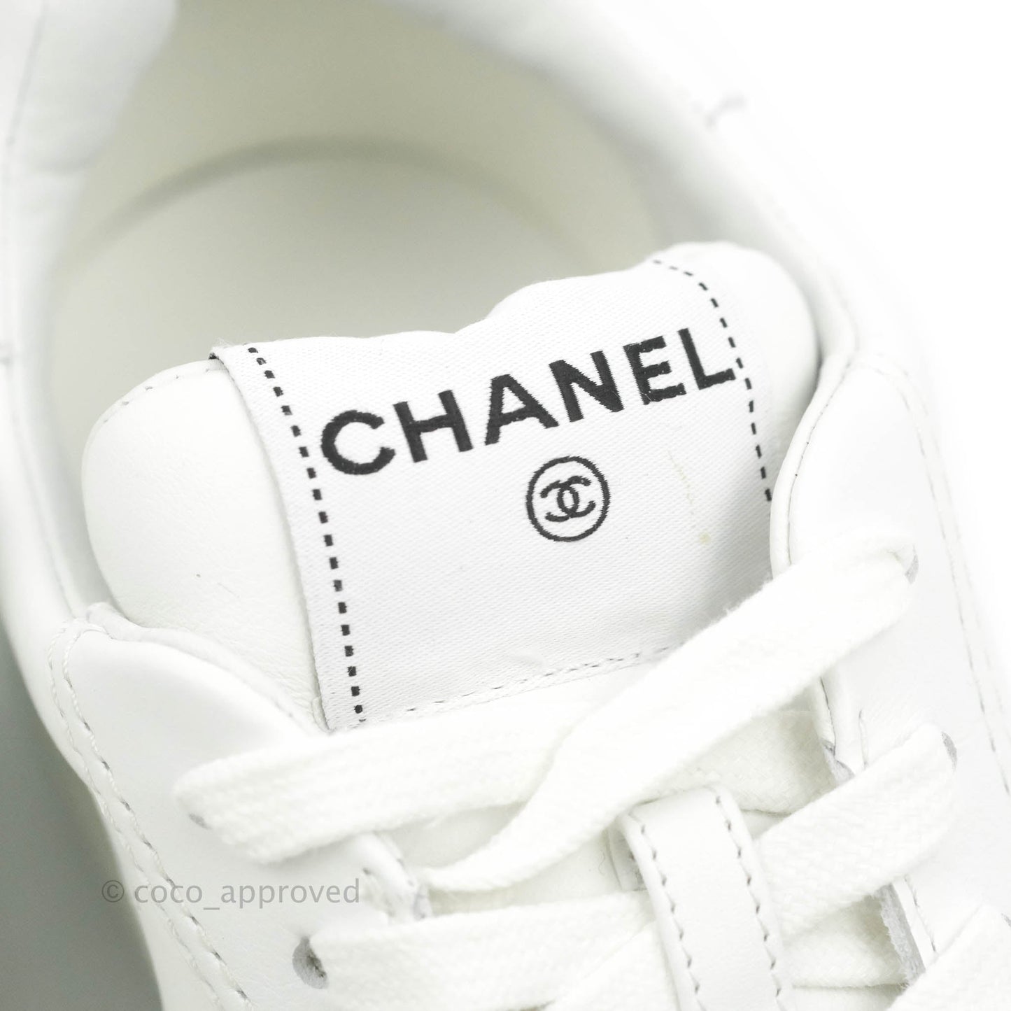 Chanel Calfskin Logo Sneakers White Size 37.5