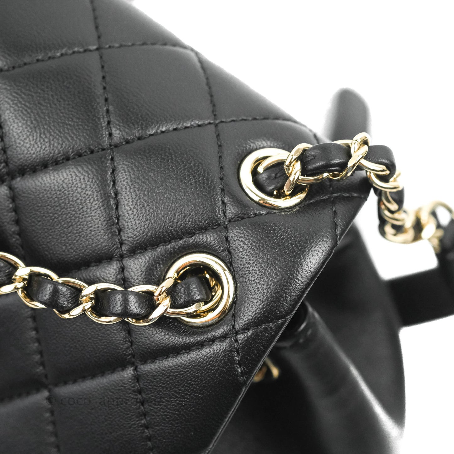 Chanel Quilted Small Duma Drawstring Backpack Black Lambskin 22A