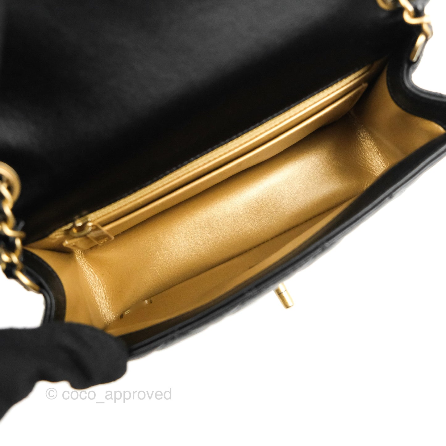 Chanel Mini Rectangular Pearl Crush Quilted Black Lambskin Aged Gold Hardware