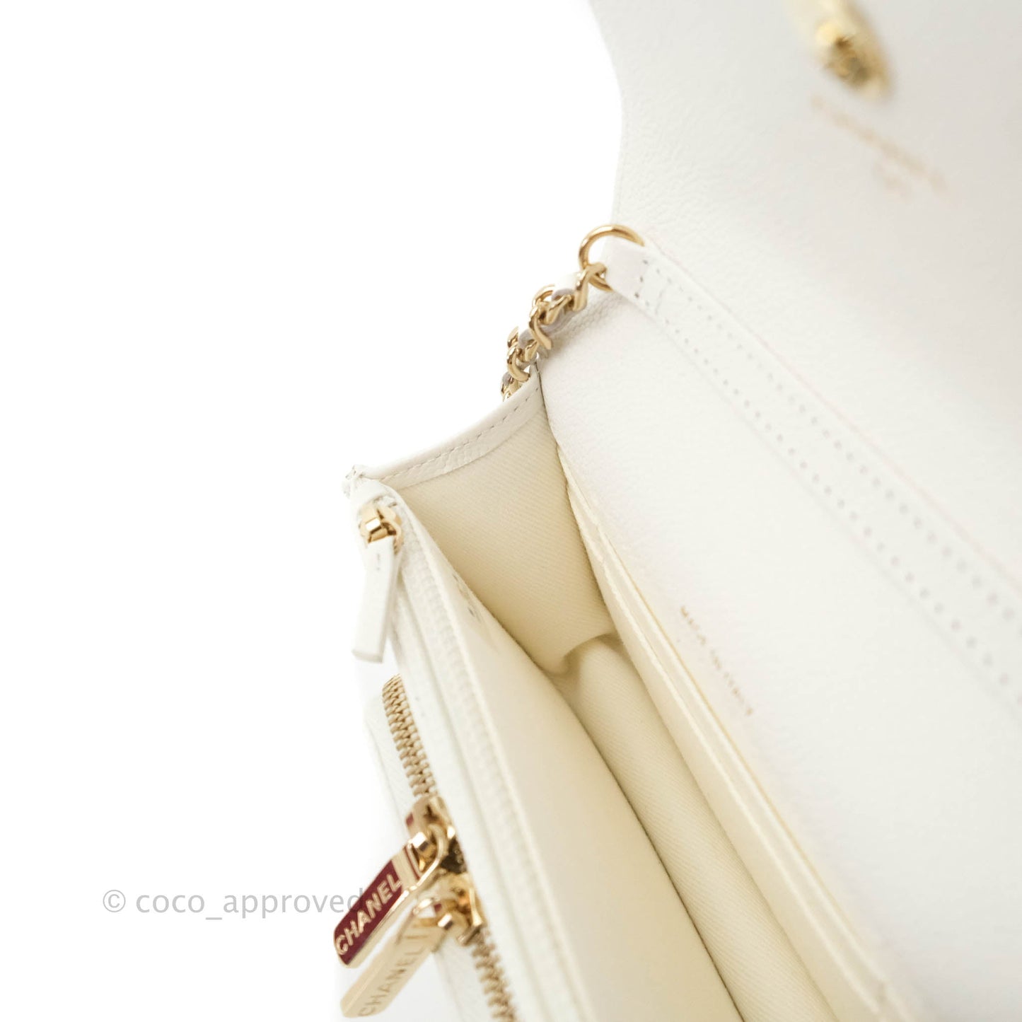 Chanel Business Affinity Clutch With Chain White Caviar Gold Hardware