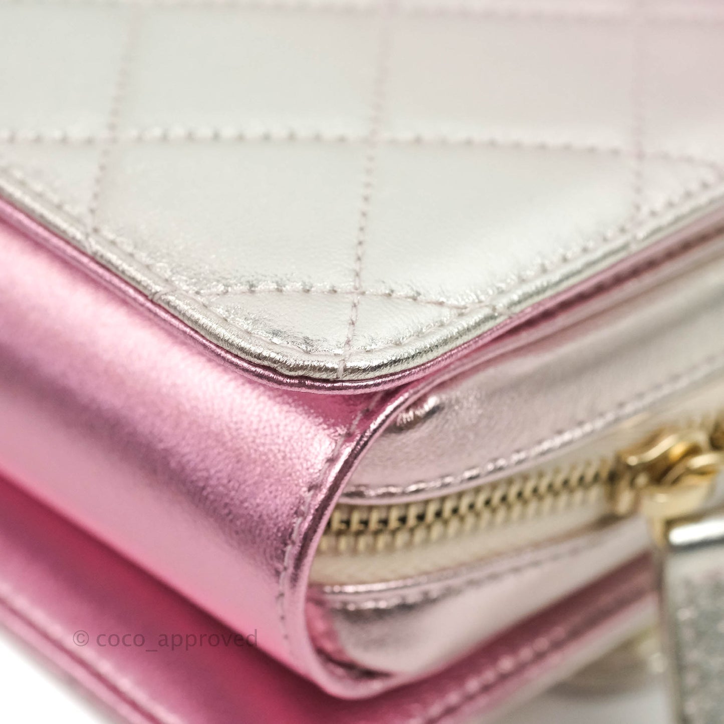 Chanel Quilted Small Like The Wallet Flap Metallic Pink Silver Light Gold Hardware 22C