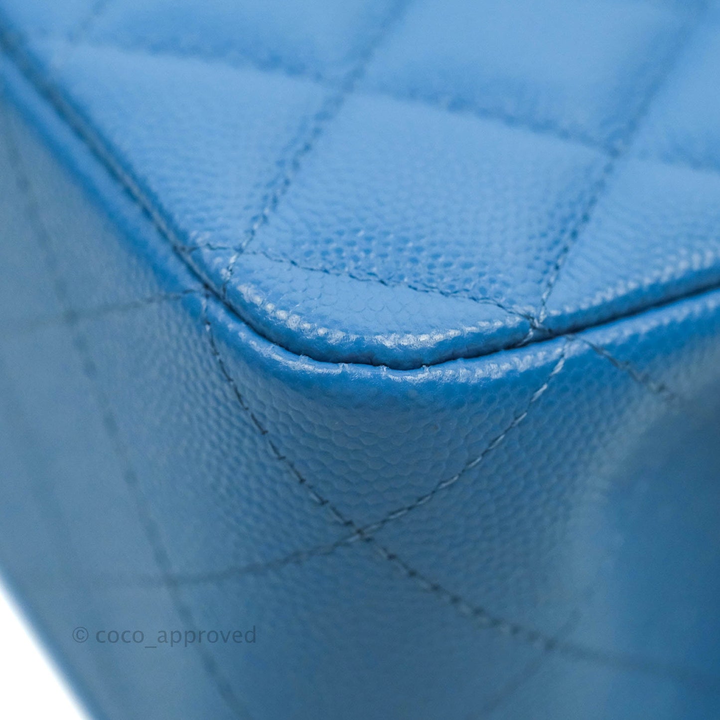 Chanel Classic M/L Medium Flap Quilted Blue Caviar Gold Hardware