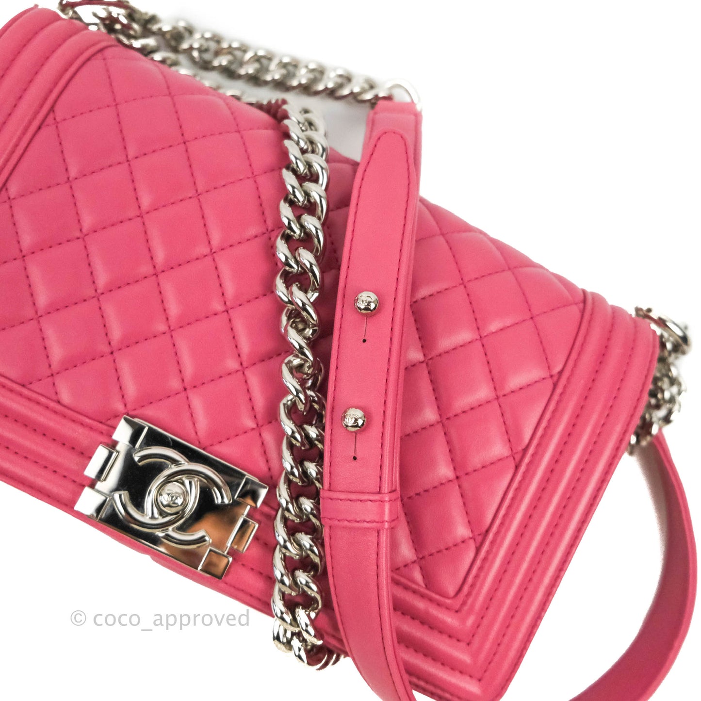 Chanel Quilted Medium Boy Dark Pink Calfskin Silver Hardware