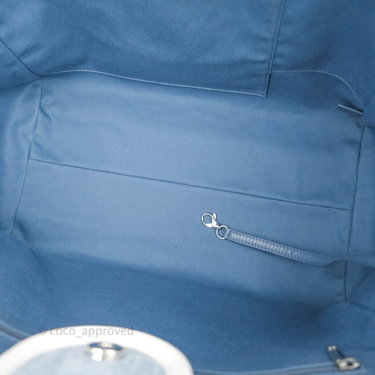 Chanel Large Deauville Light Blue Canvas Silver Hardware