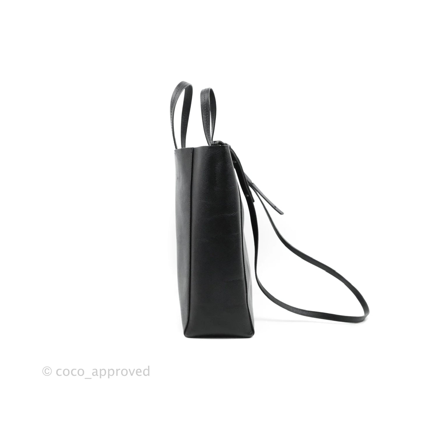 Celine Small Vertical Cabas Tote Black Grained Calfskin Silver Hardware