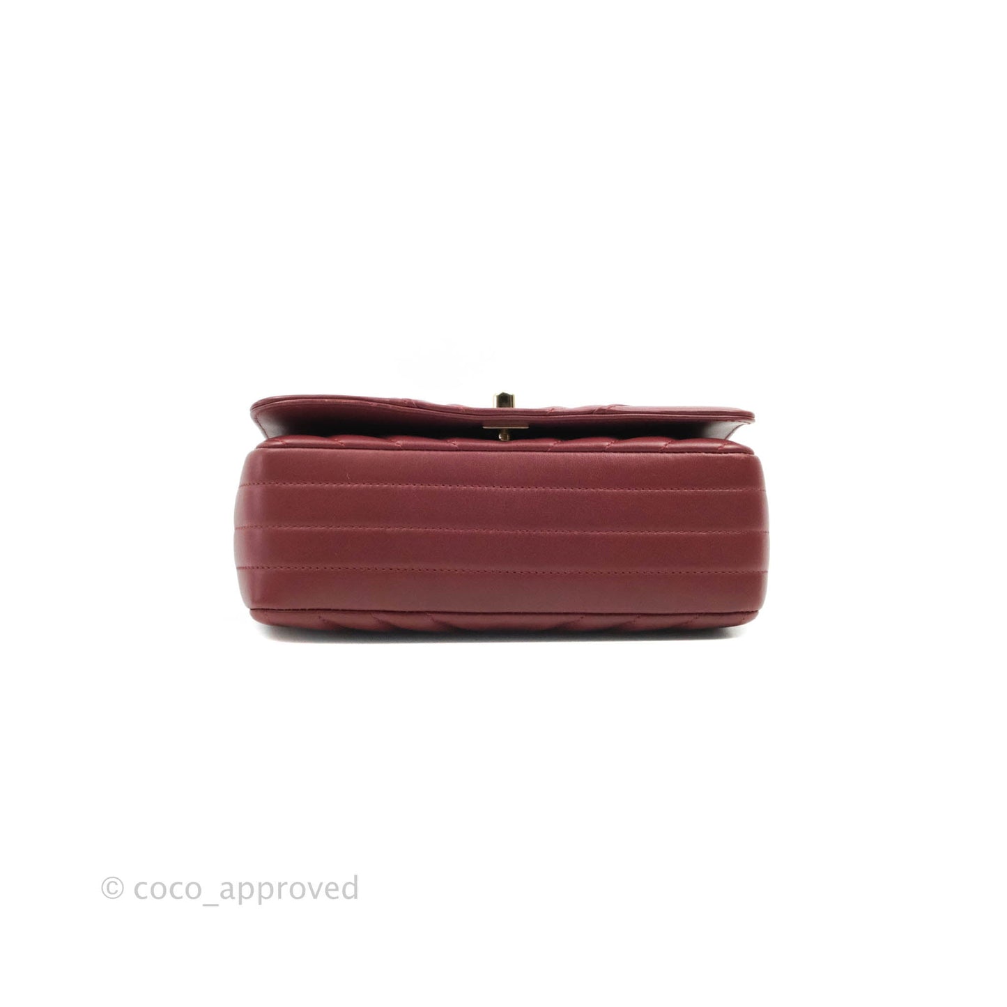 Chanel Small Statement Chevron Flap Bag Burgundy Lambskin Gold Hardware