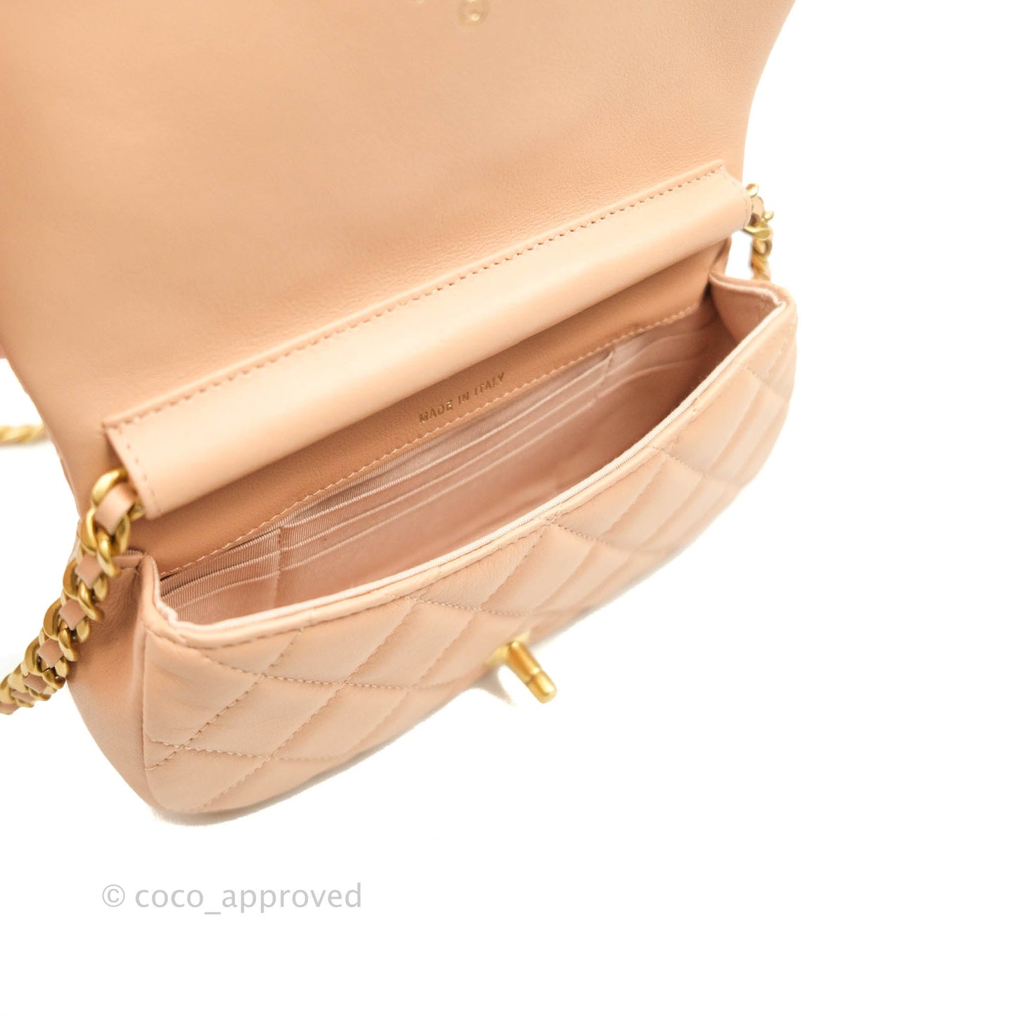 Chanel Clutch with Chain Beige Calfskin Aged Gold Hardware 21B