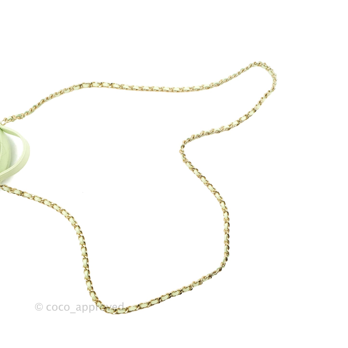 Chanel Mini Round Vanity Bag Handle With Care Light Green Caviar 22C
