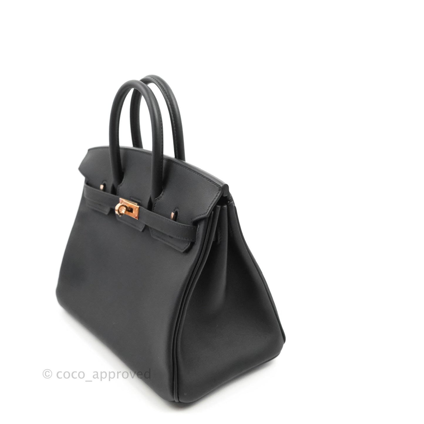 Hermes Birkin 25 Black Swift Rose Gold Hardware