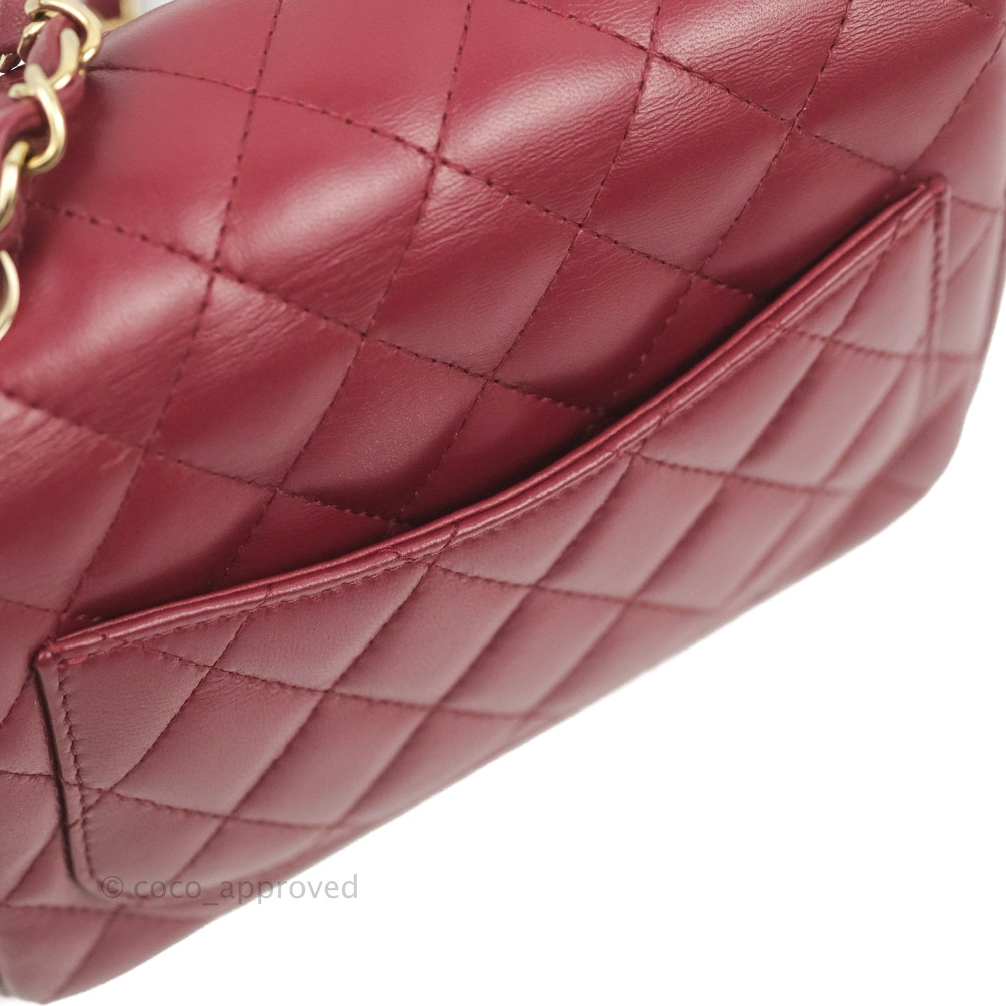 Chanel Quilted Mini Square Burgundy Lambskin Gold Hardware
