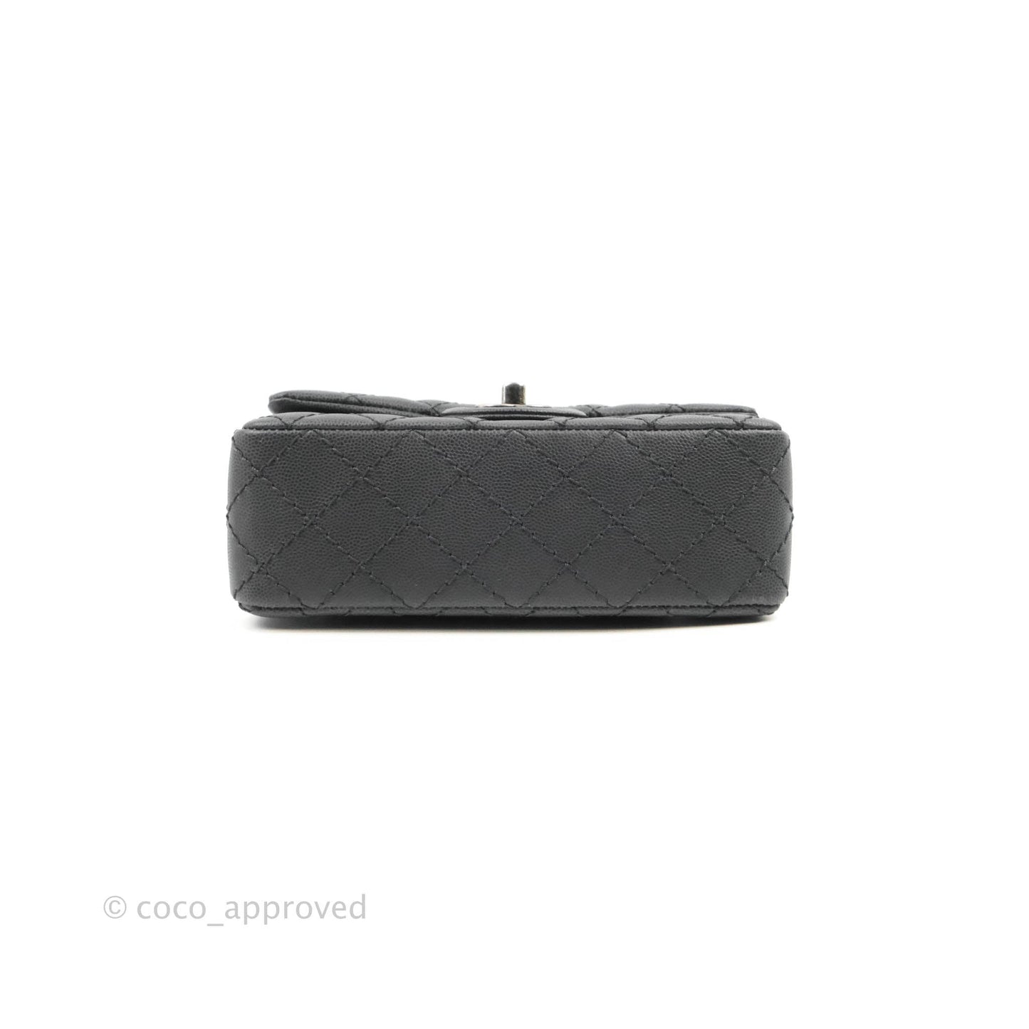 Chanel Quilted Mini Rectangular Dark Grey Caviar Ruthenium Hardware