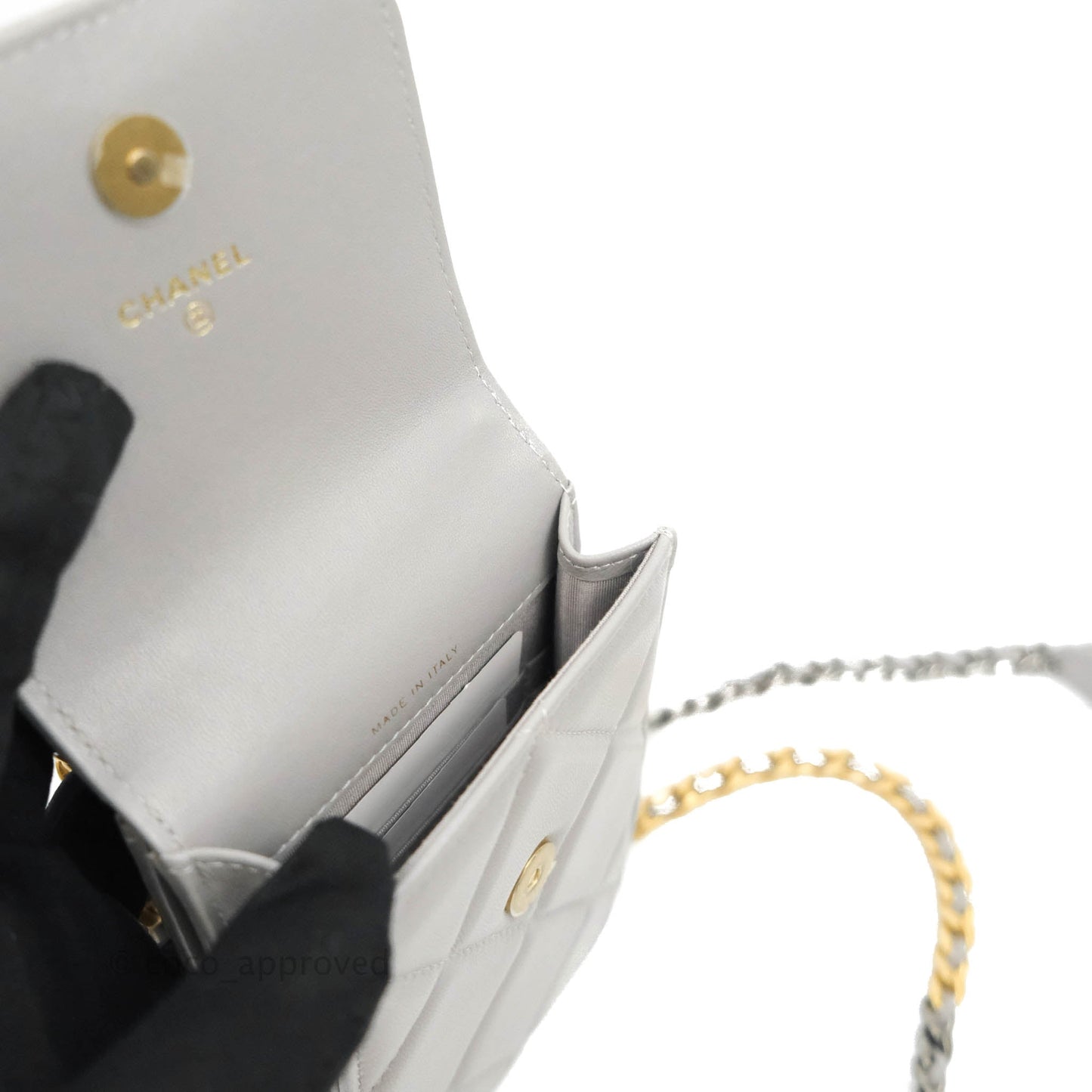 Chanel 19 Phone Holder Grey Mixed Hardware