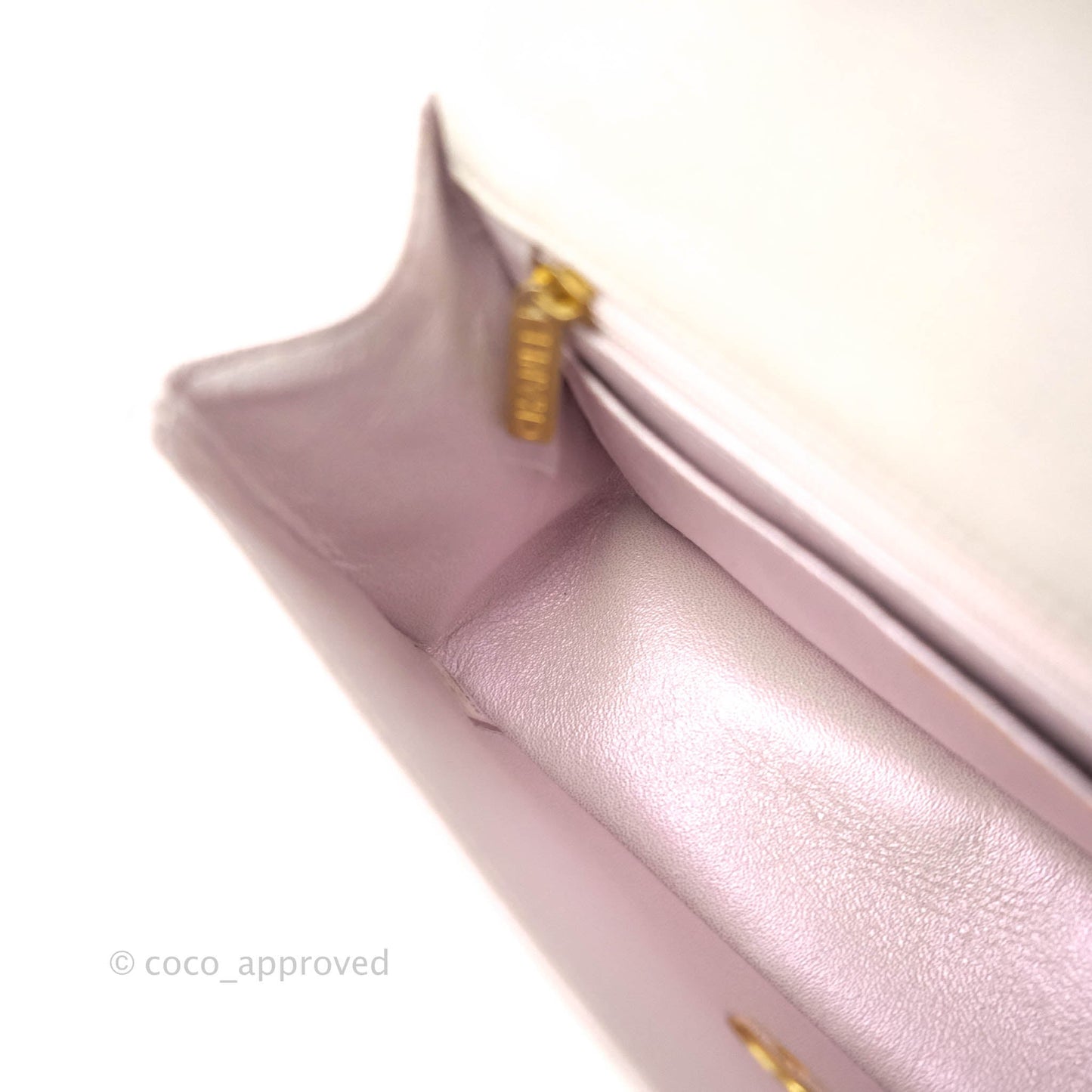 Chanel Top Handle Mini Rectangular Flap Bag Iridescent White Lambskin Gold Hardware