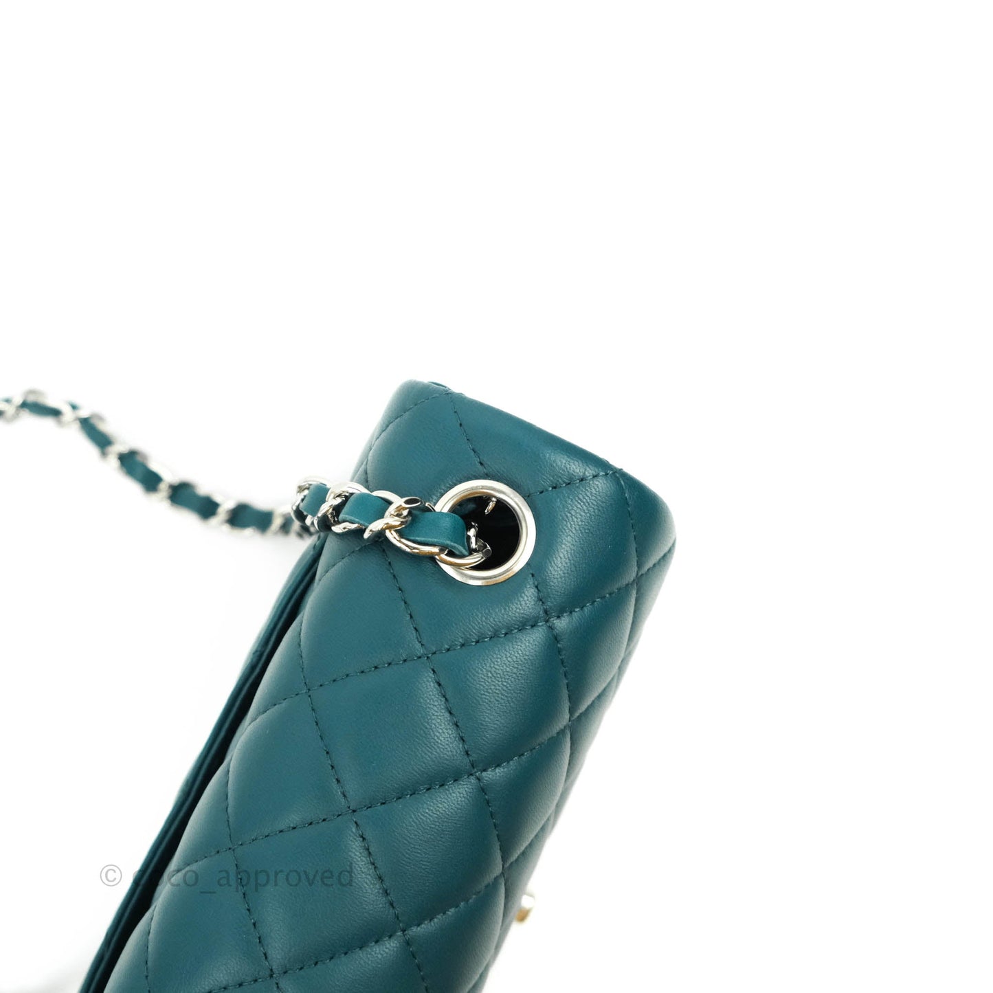 Chanel Quilted Mini Rectangular Lambskin Teal Silver Hardware