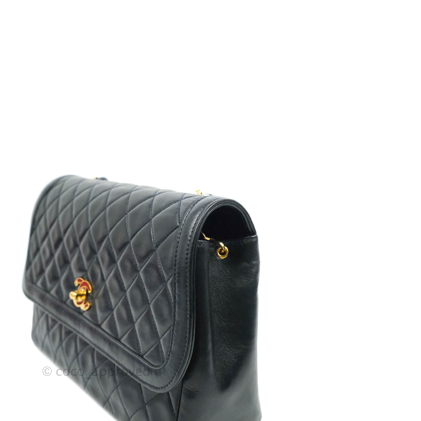 Chanel Vintage Quilted Flap Bag Navy Lambskin 24K Gold Hardware