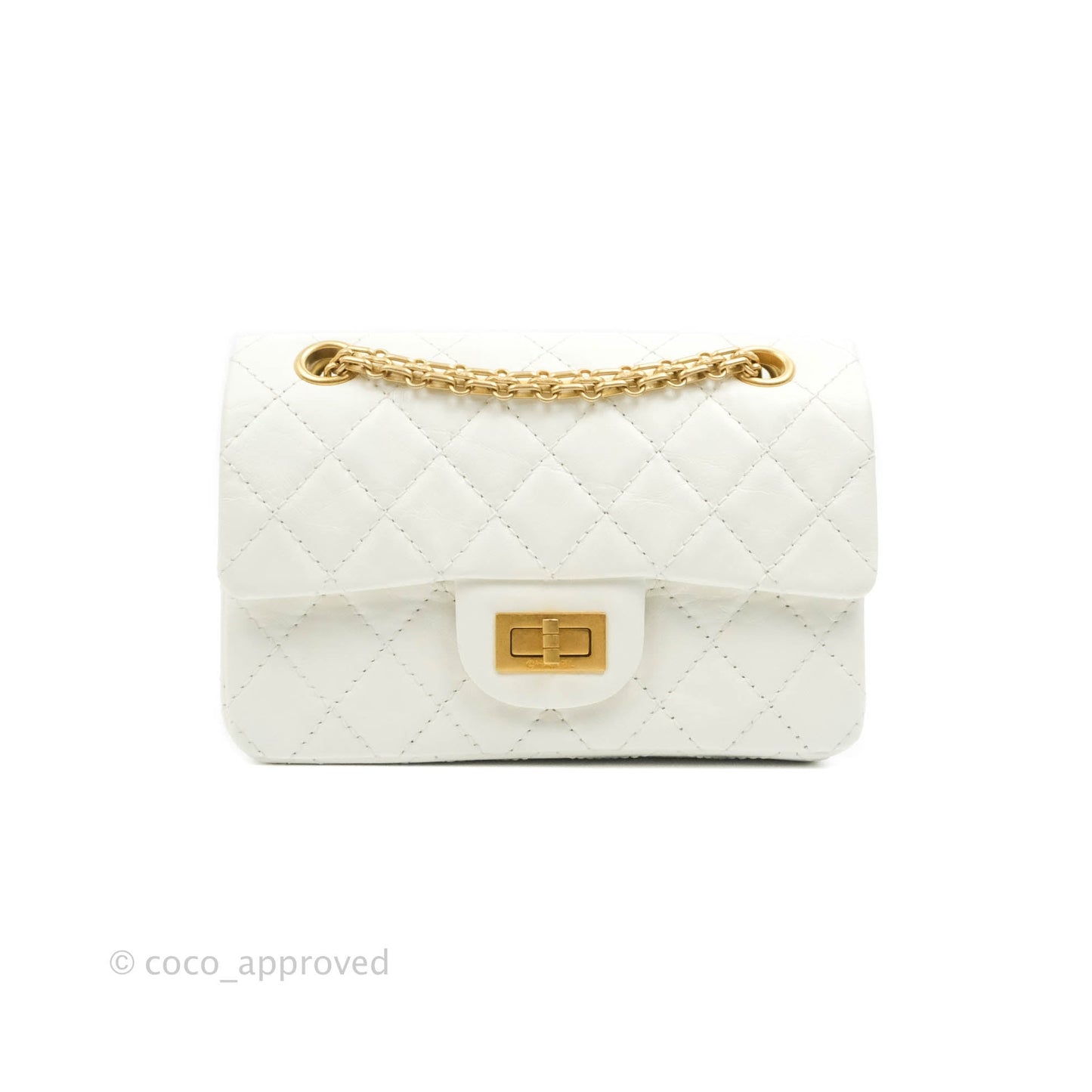 Chanel Mini Reissue 224 White Aged Calfskin Aged Gold Hardware