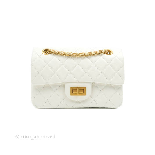 Chanel Mini Reissue 224 White Aged Calfskin Aged Gold Hardware