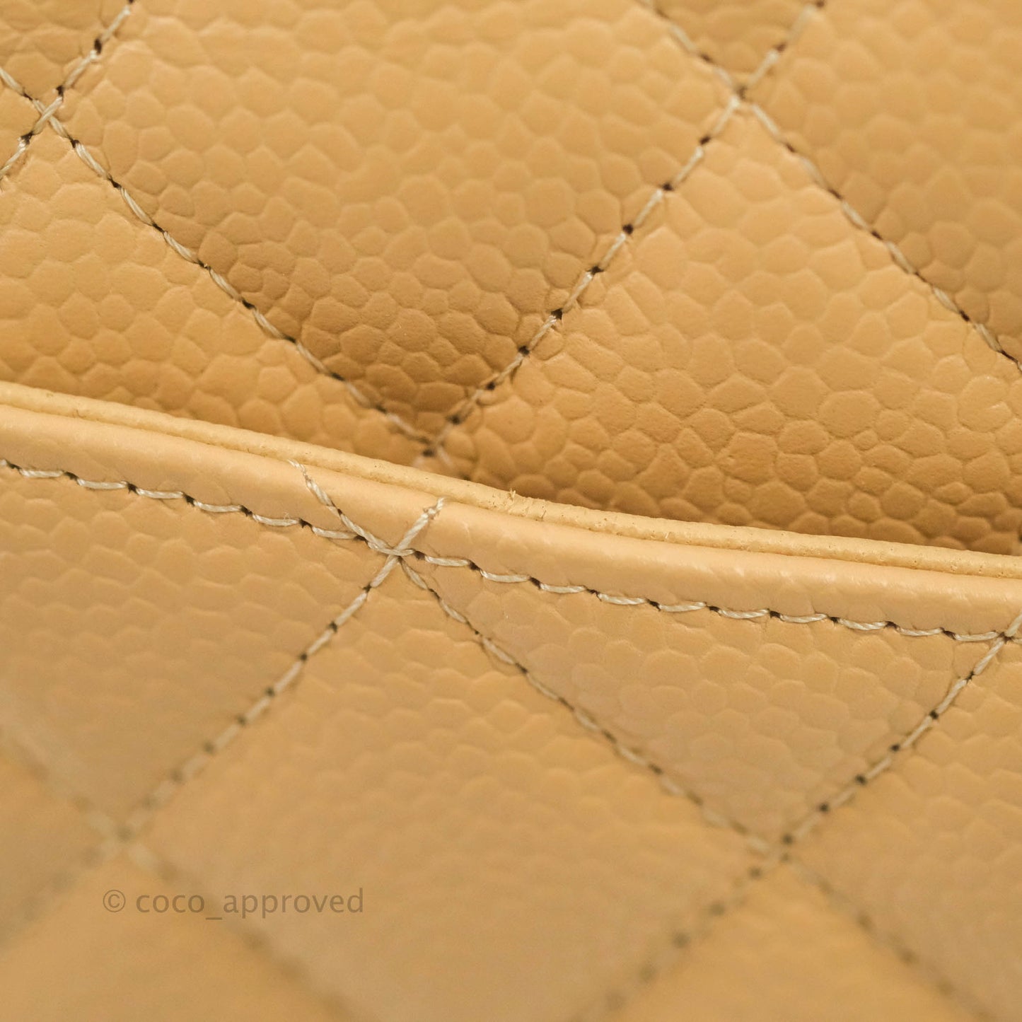 Chanel Classic M/L Medium Flap Quilted Beige Caviar Gold Hardware