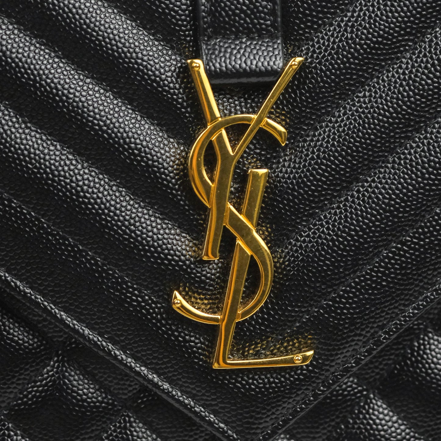 Saint Laurent Quilted Envelope Large Black Caviar Gold Hardware