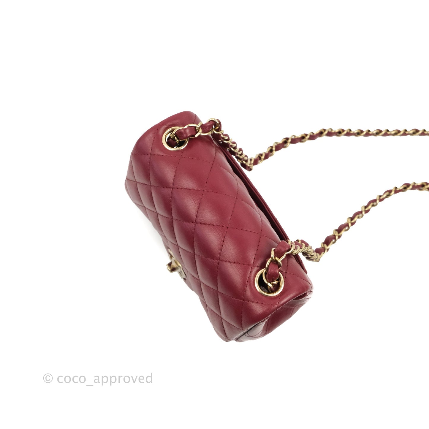 Chanel Quilted Mini Square Burgundy Lambskin Gold Hardware
