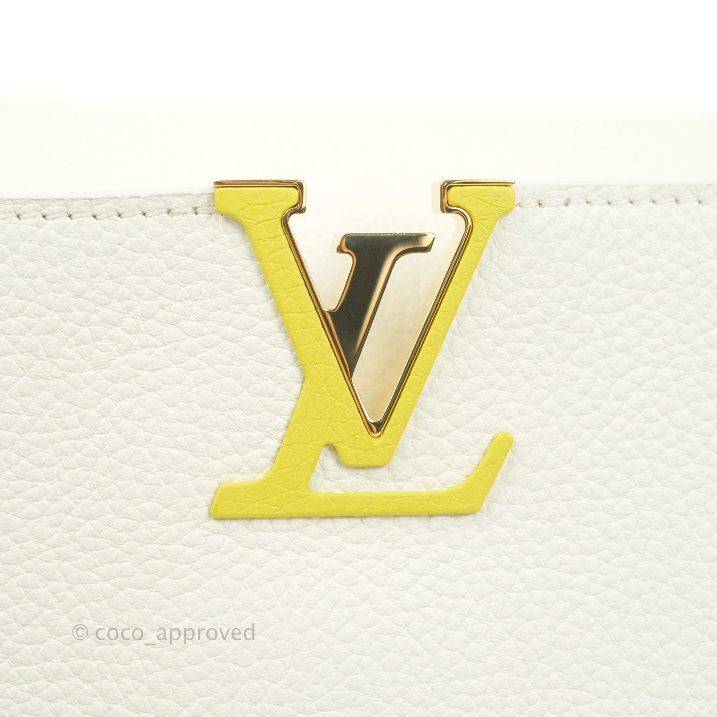 Louis Vuitton Taurillon Capucines BB Snow / Cedrat