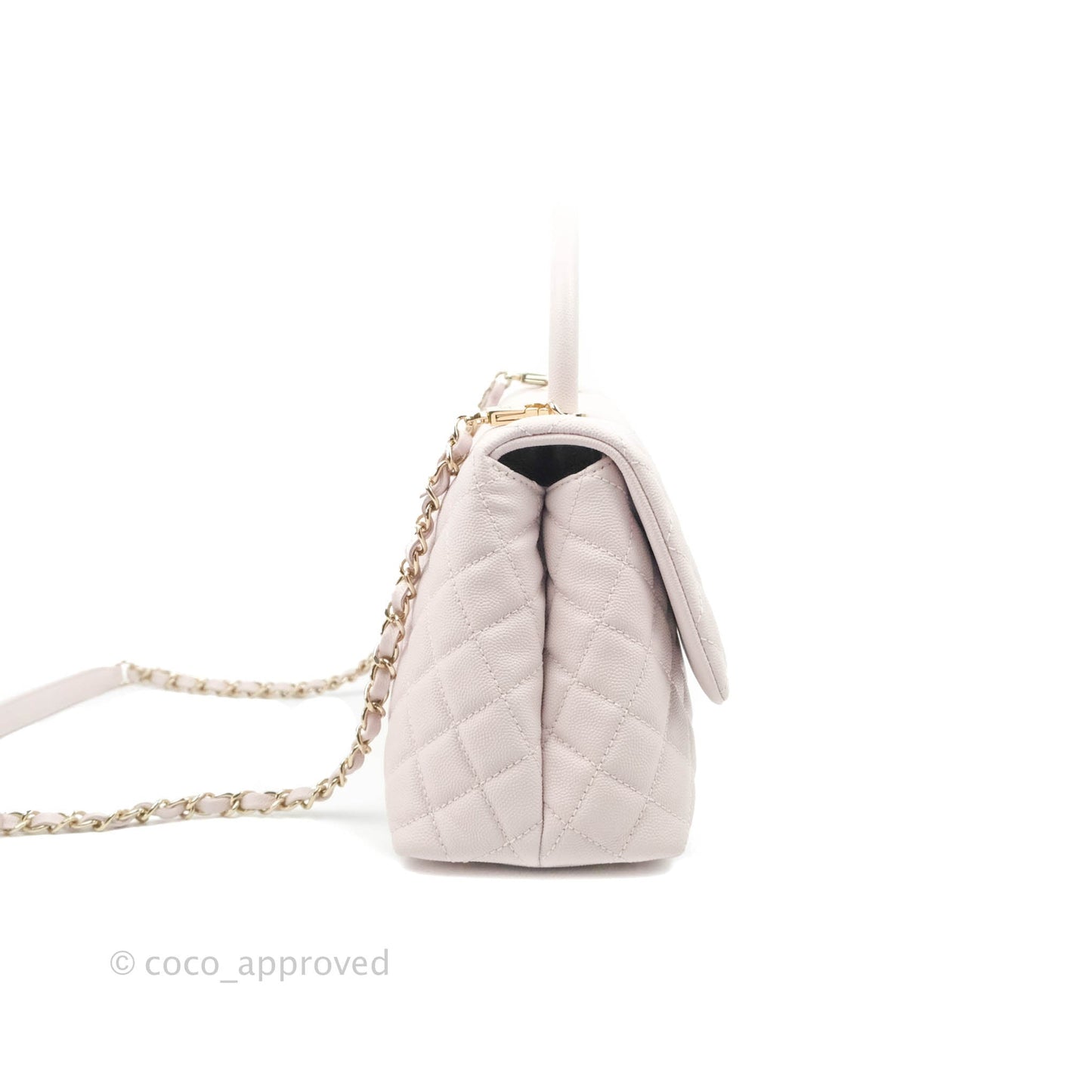 Chanel Medium Coco Handle Quilted Light Lilac Pink Caviar Gold Hardware