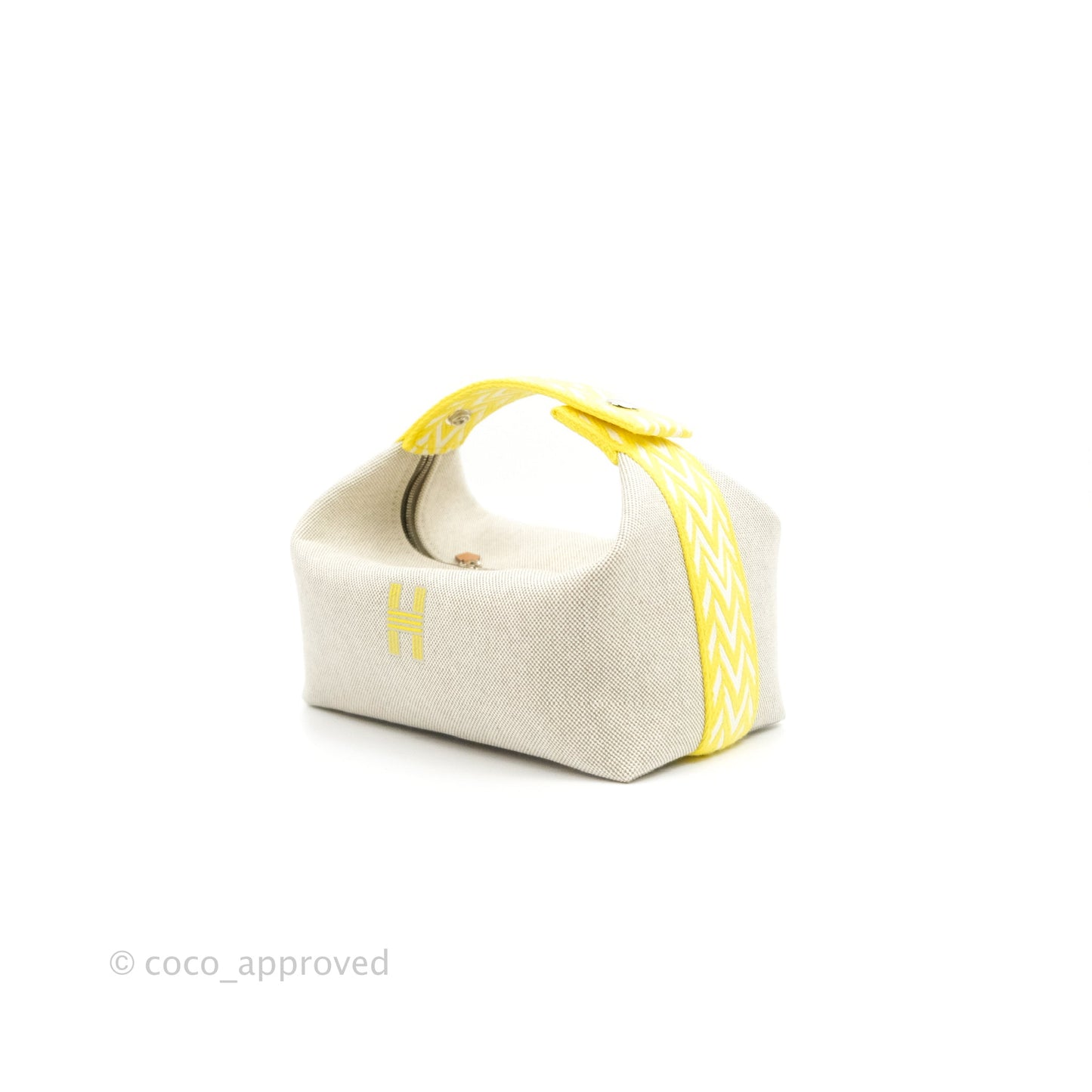 Hermès Canvas Small Bride-A-Brac Pouch Natural Jaune Citron