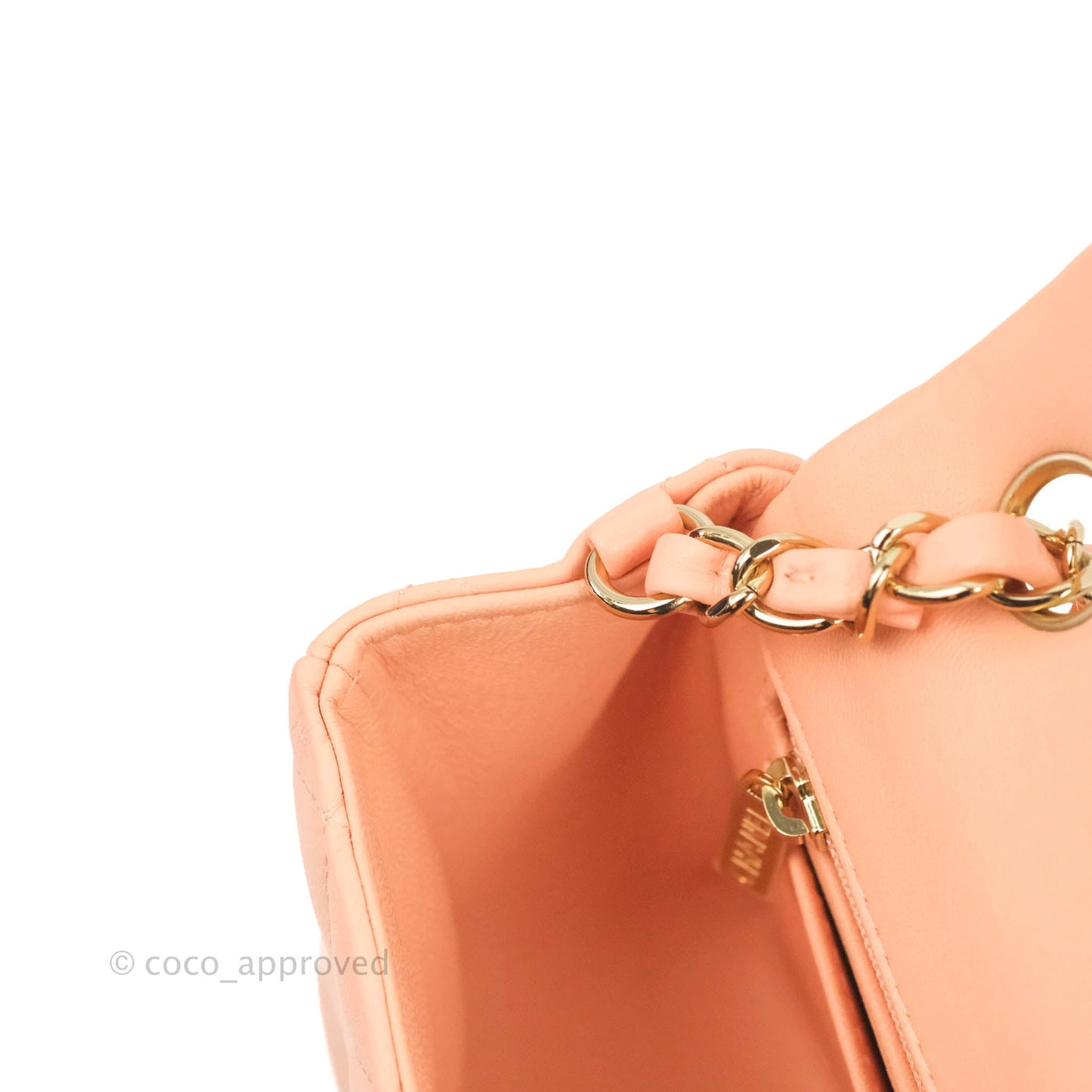 Chanel Quilted Mini Rectangular Flap Orange Clair Lambskin Gold Hardware