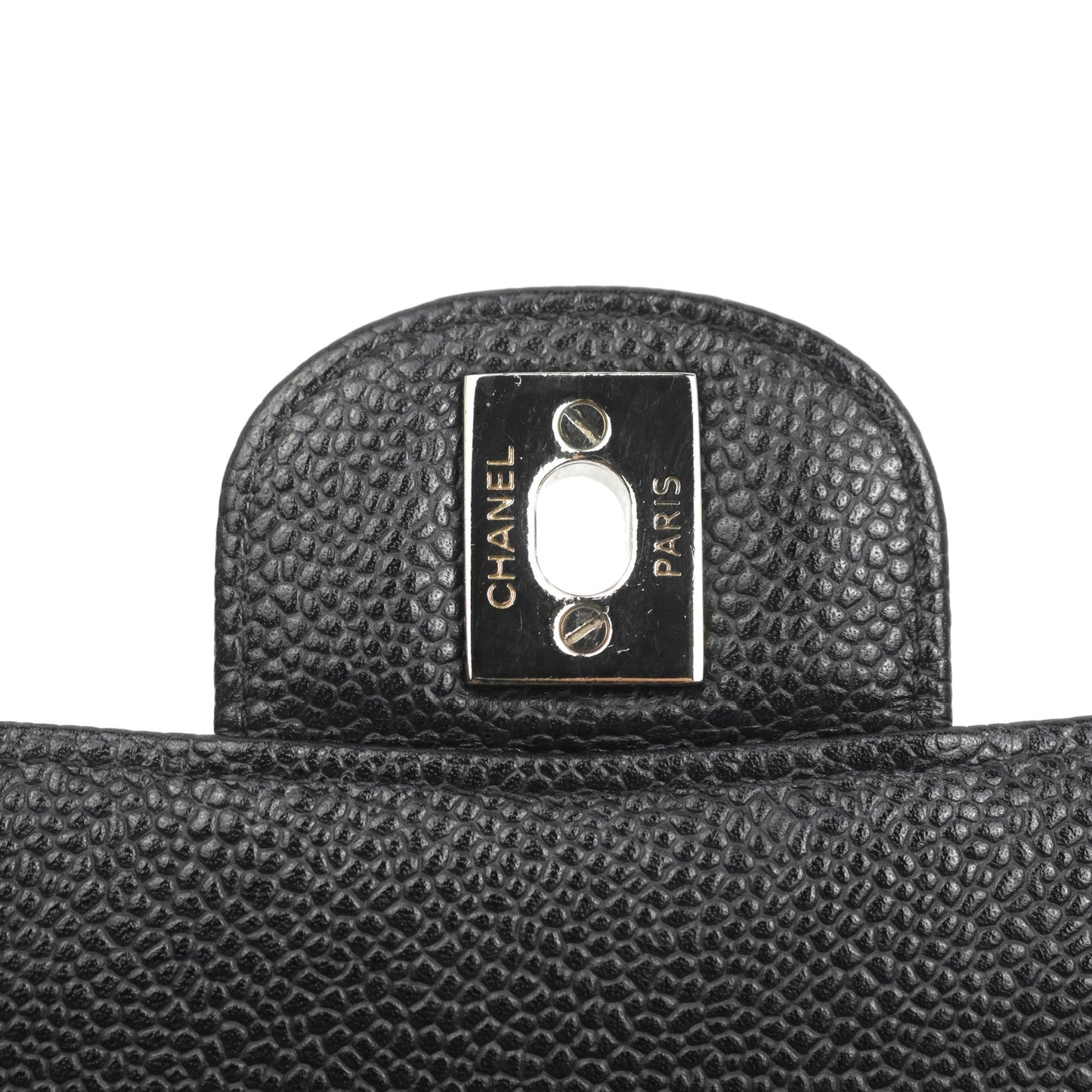 Chanel Classic M/L Medium Flap Quilted Black Caviar Silver Hardware