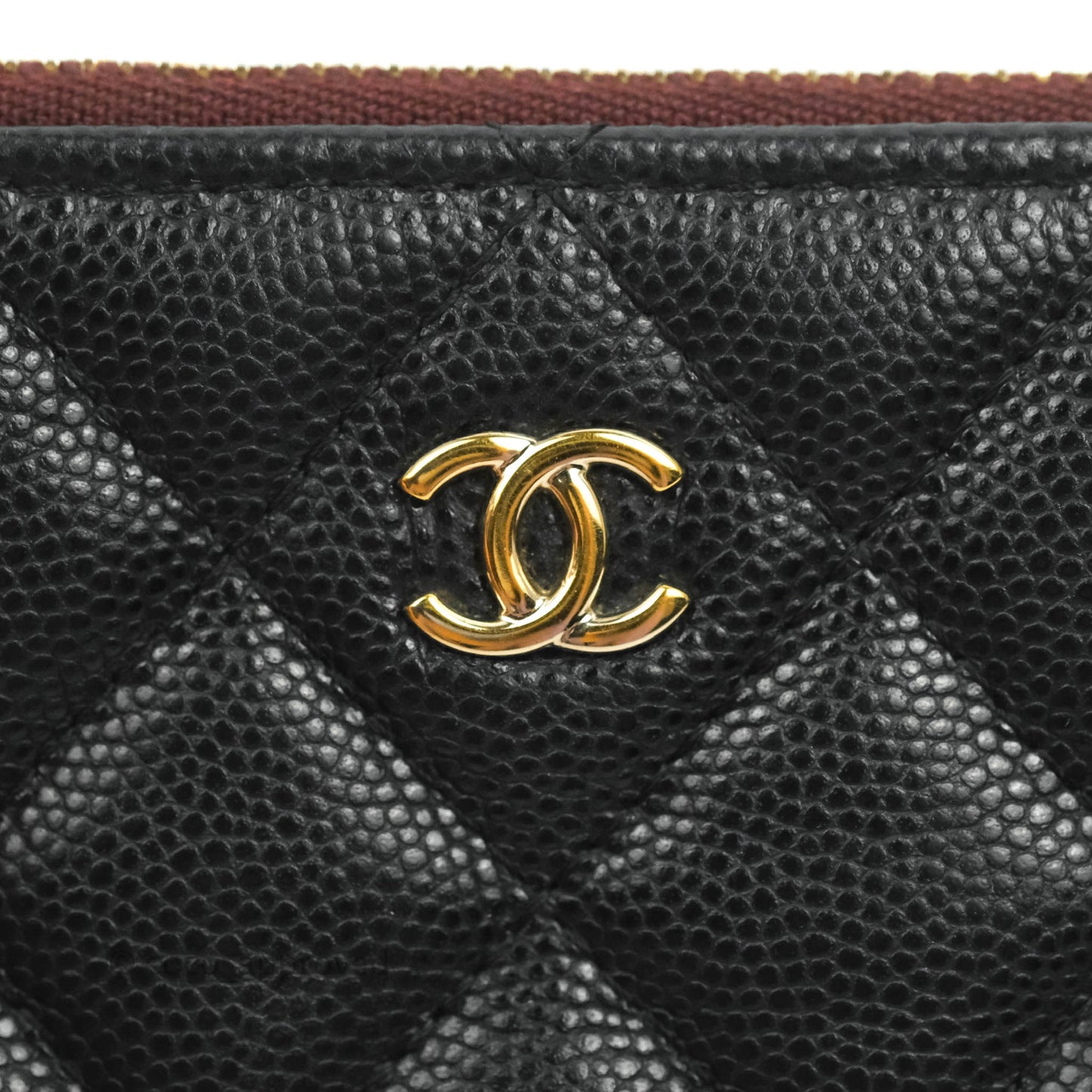 Chanel Quilted Mini O case Black Caviar Gold Hardware