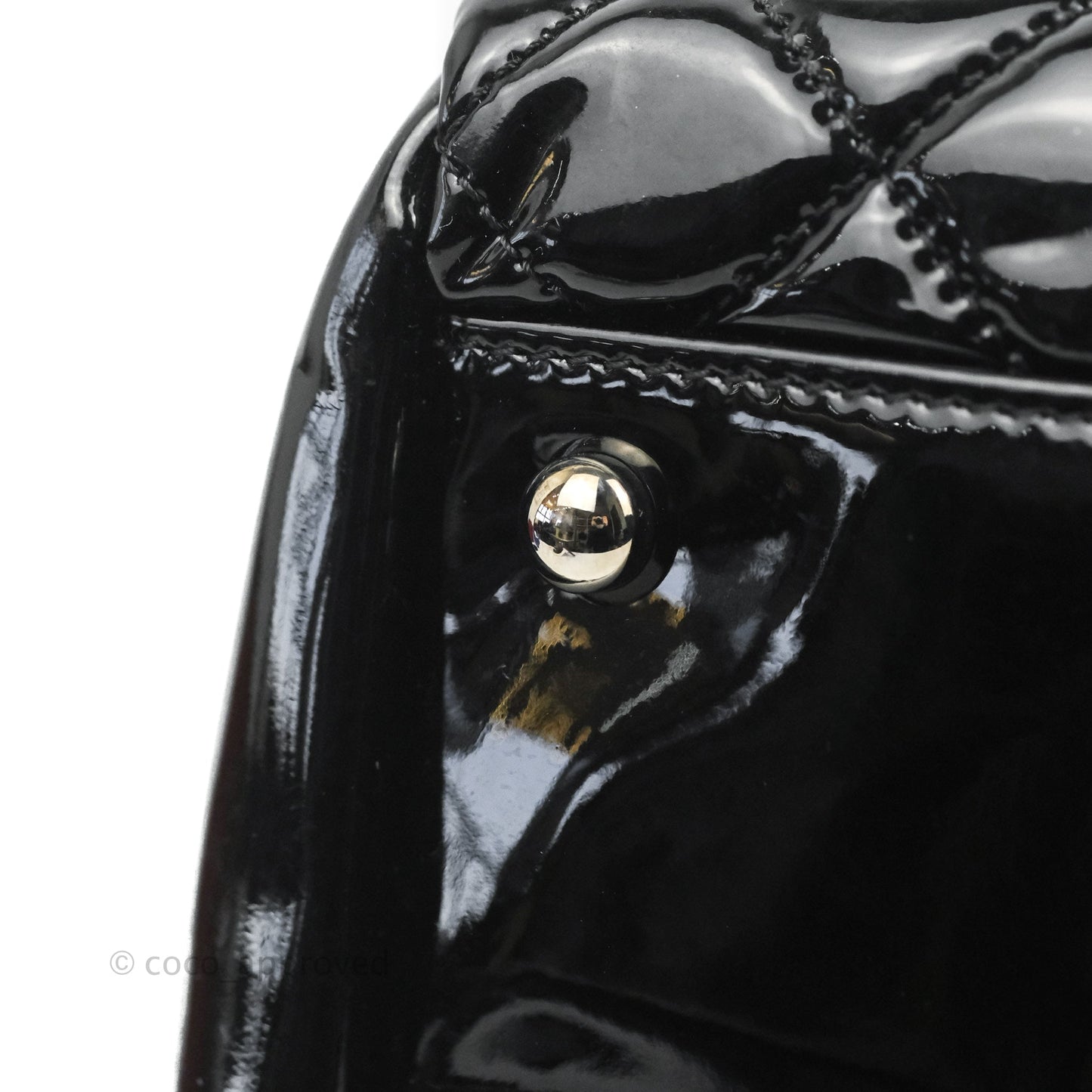 Chanel Quilted Large Just Mademoiselle Black Patent Silver Hardware