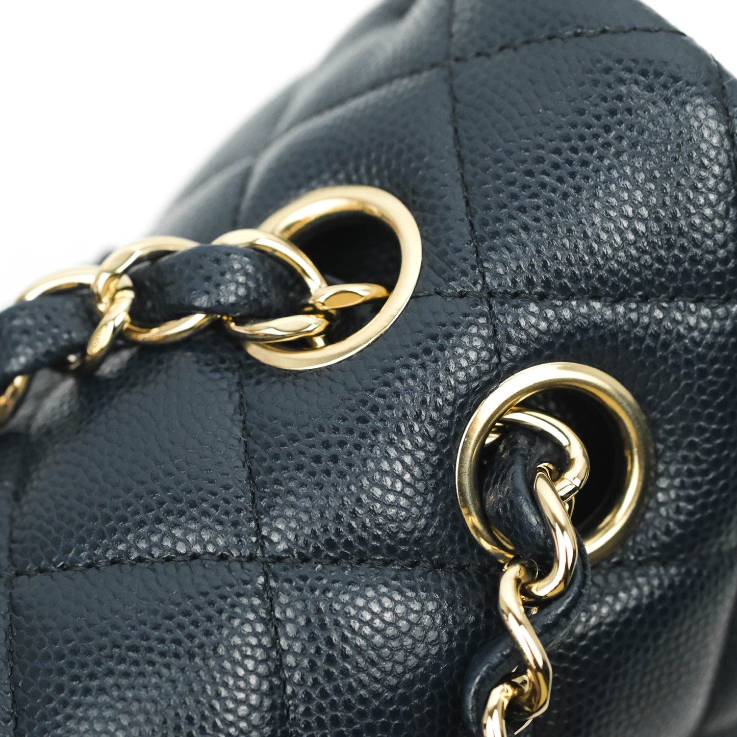Chanel Classic M/L Medium Flap Quilted Navy Caviar Gold Hardware