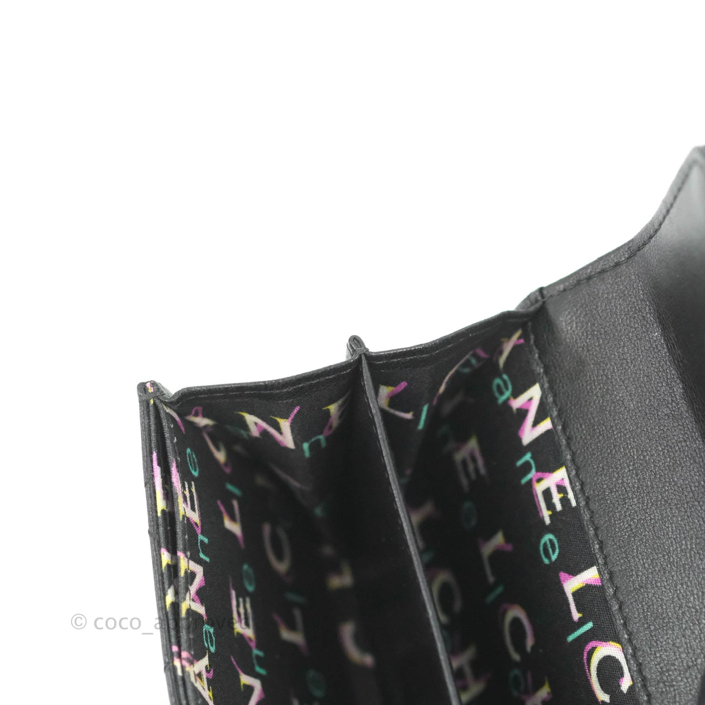 Chanel Quilted Small Flap Card Holder Black Lambskin Silver Hardware