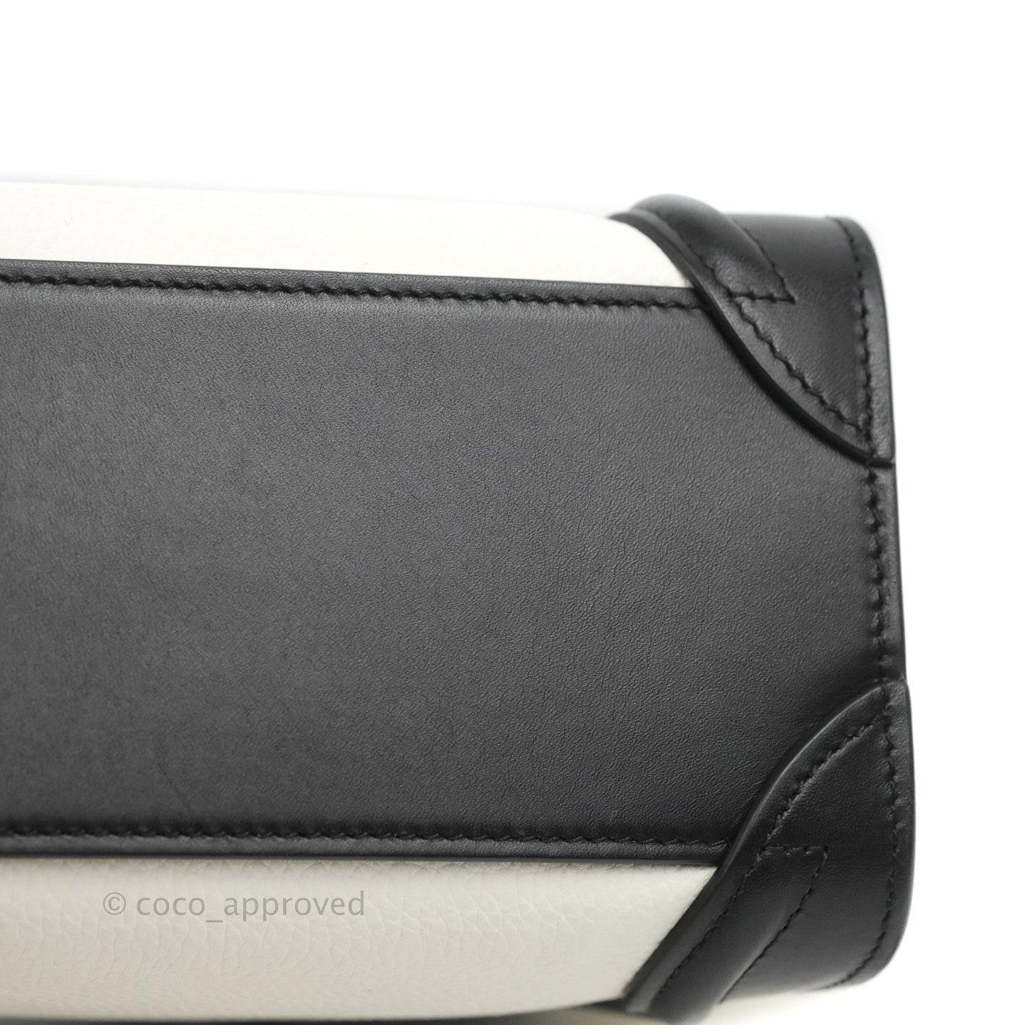 Celine Nano Luggage Bag Tricolour Light Beige/White/Black Grained Calfskin